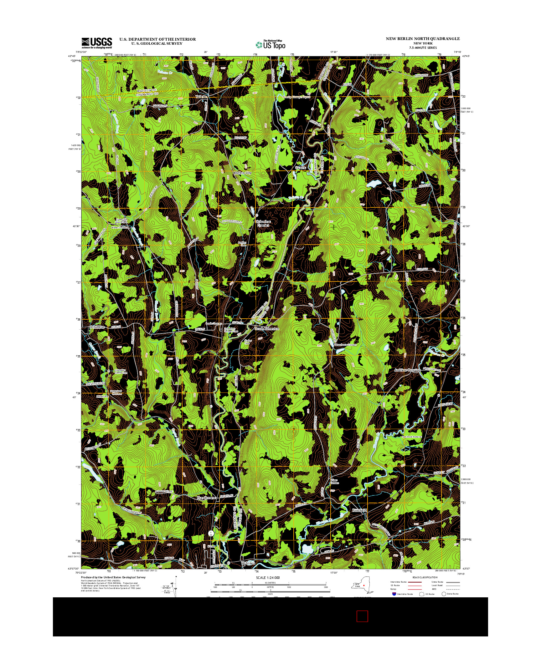 USGS US TOPO 7.5-MINUTE MAP FOR NEW BERLIN NORTH, NY 2013