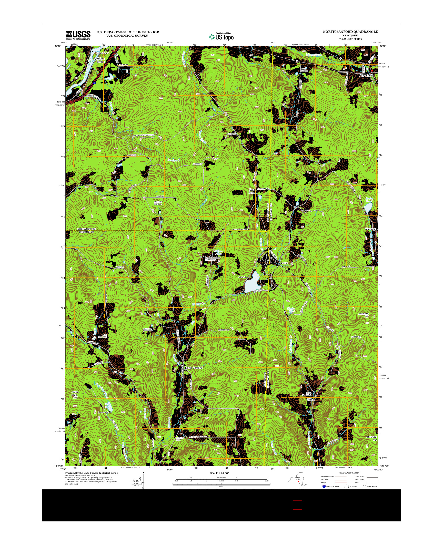 USGS US TOPO 7.5-MINUTE MAP FOR NORTH SANFORD, NY 2013