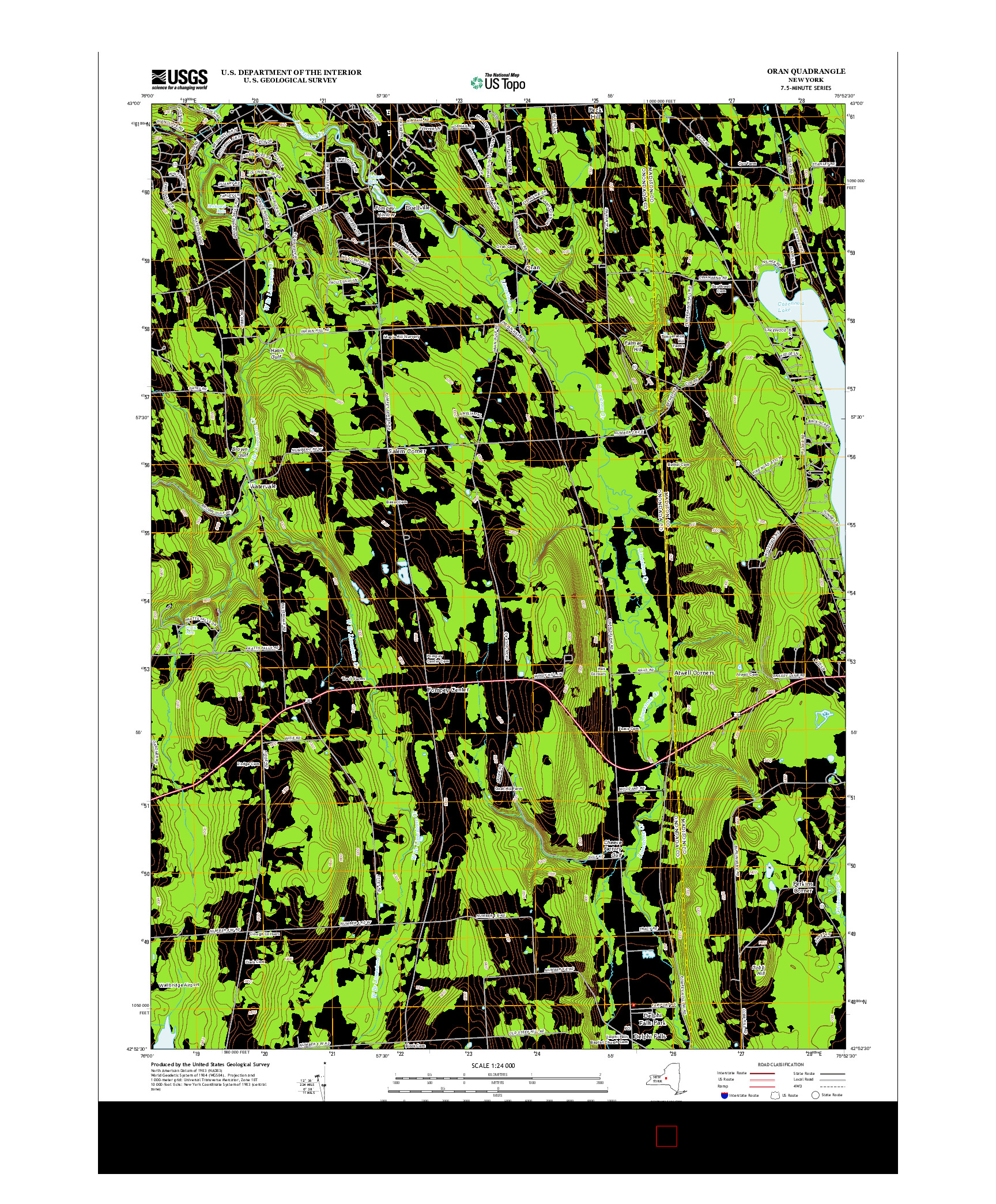 USGS US TOPO 7.5-MINUTE MAP FOR ORAN, NY 2013
