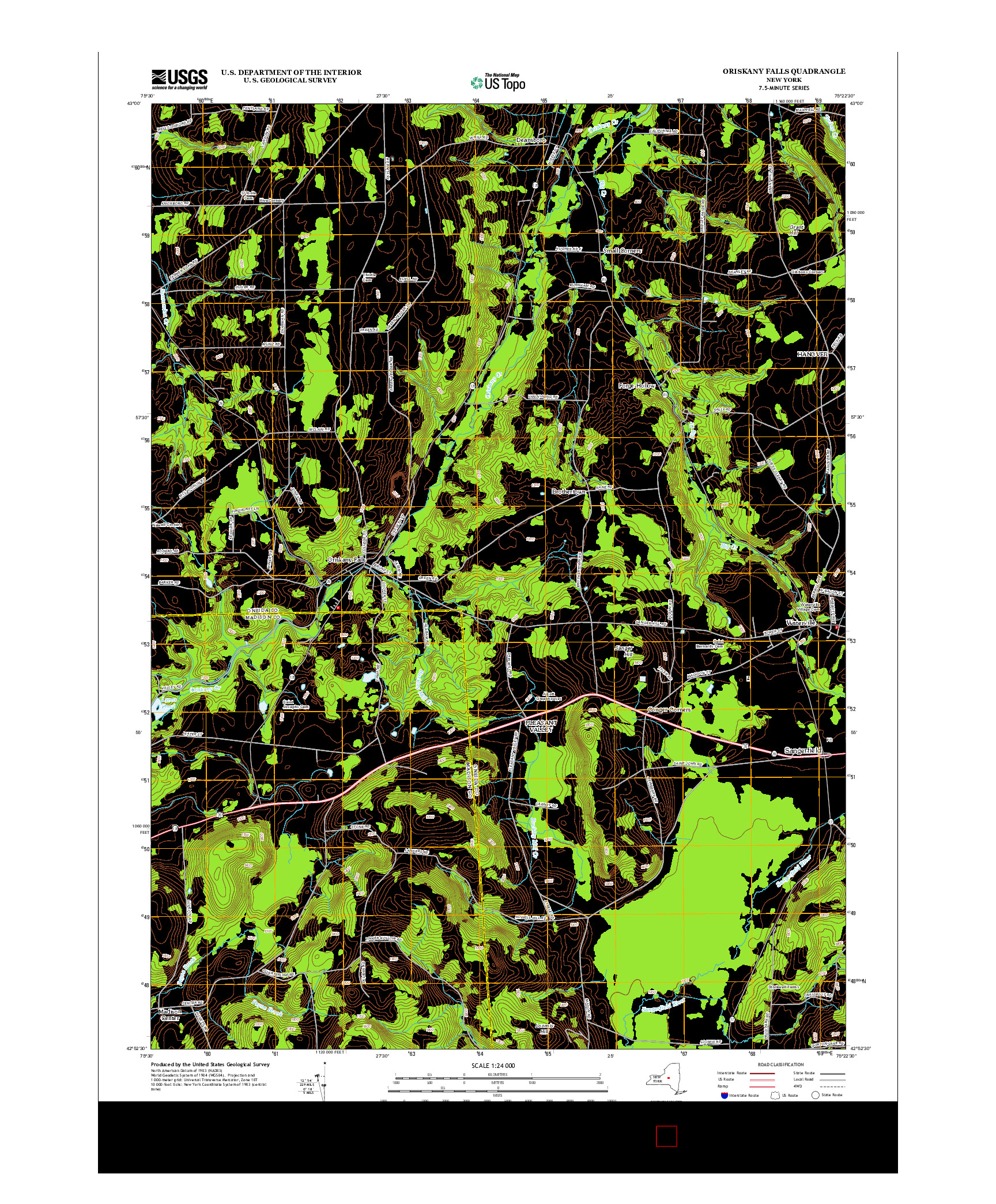USGS US TOPO 7.5-MINUTE MAP FOR ORISKANY FALLS, NY 2013