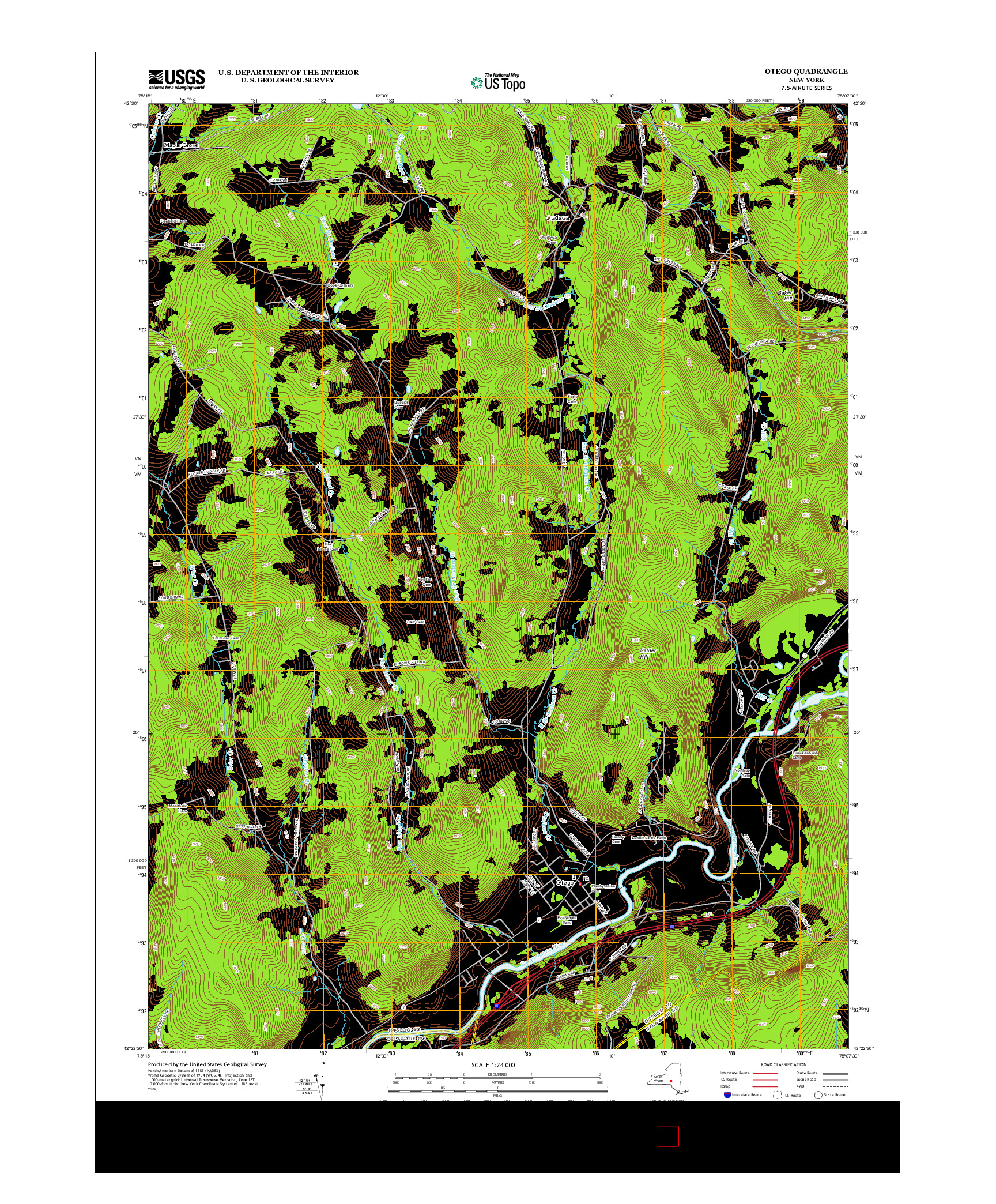USGS US TOPO 7.5-MINUTE MAP FOR OTEGO, NY 2013