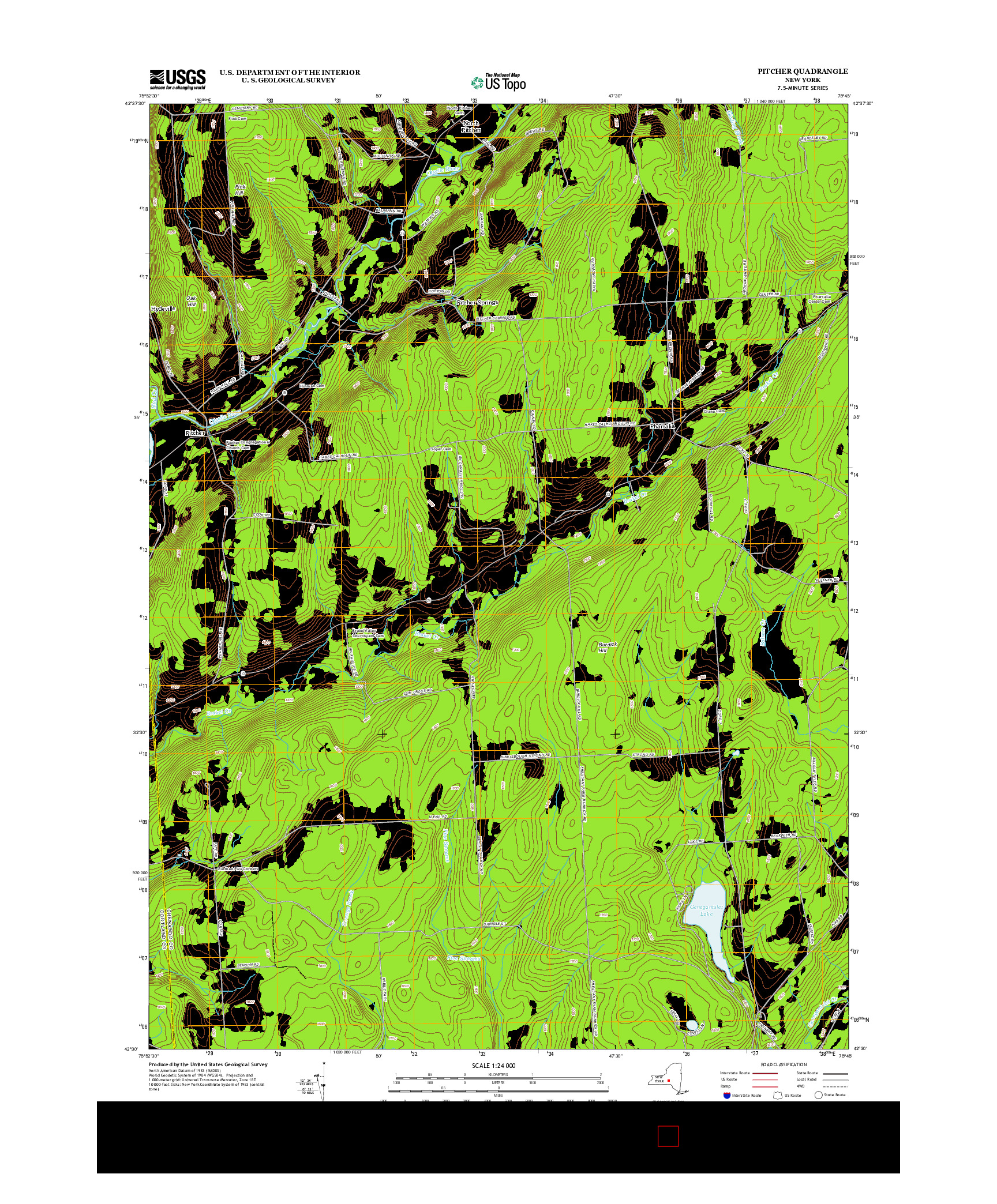 USGS US TOPO 7.5-MINUTE MAP FOR PITCHER, NY 2013