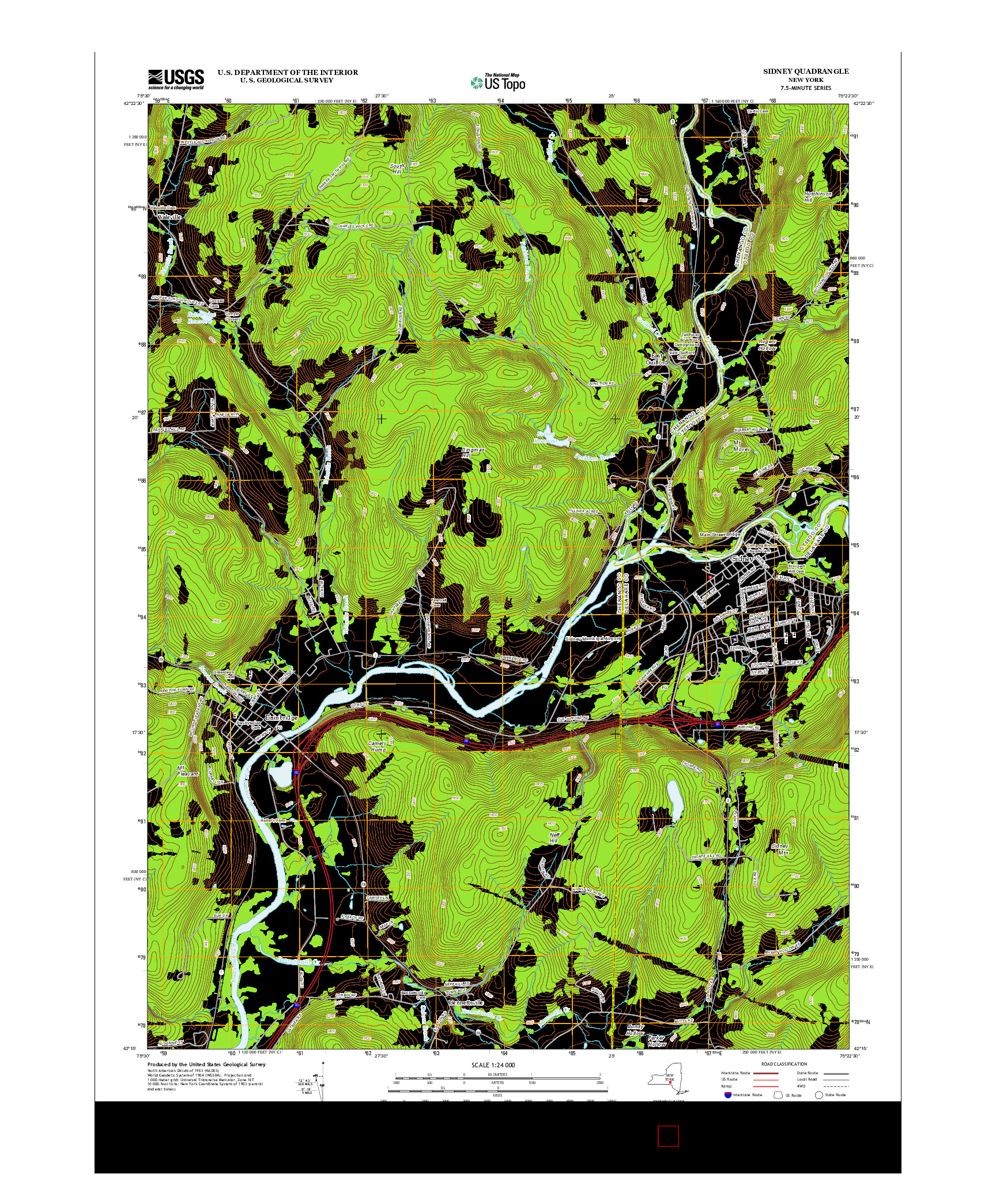 USGS US TOPO 7.5-MINUTE MAP FOR SIDNEY, NY 2013