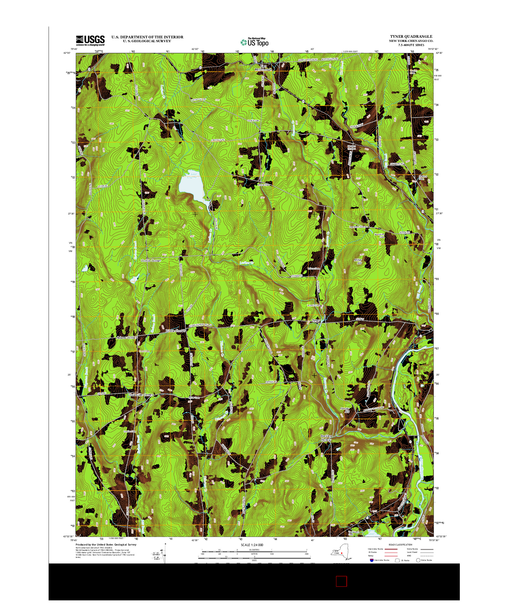 USGS US TOPO 7.5-MINUTE MAP FOR TYNER, NY 2013