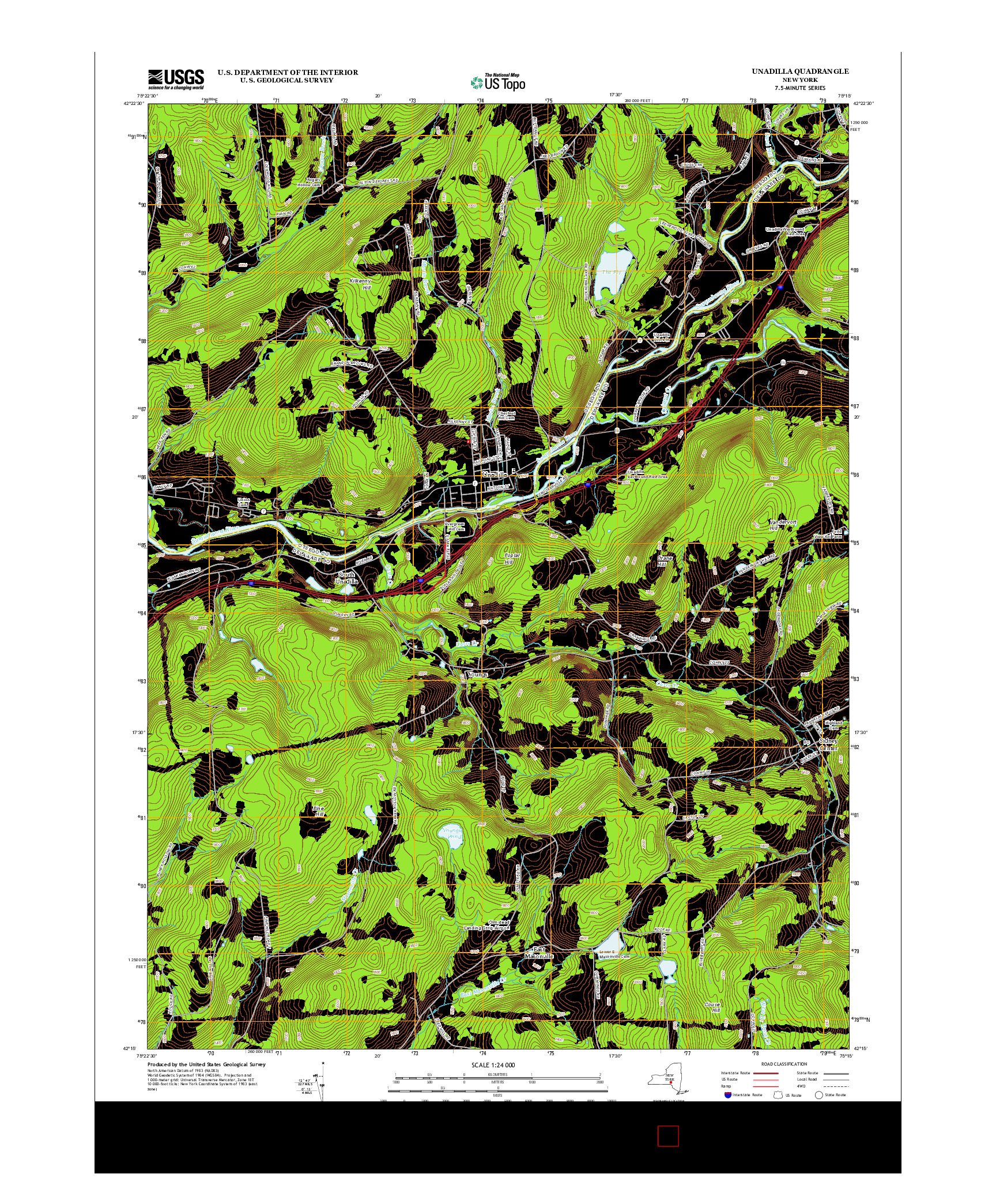 USGS US TOPO 7.5-MINUTE MAP FOR UNADILLA, NY 2013