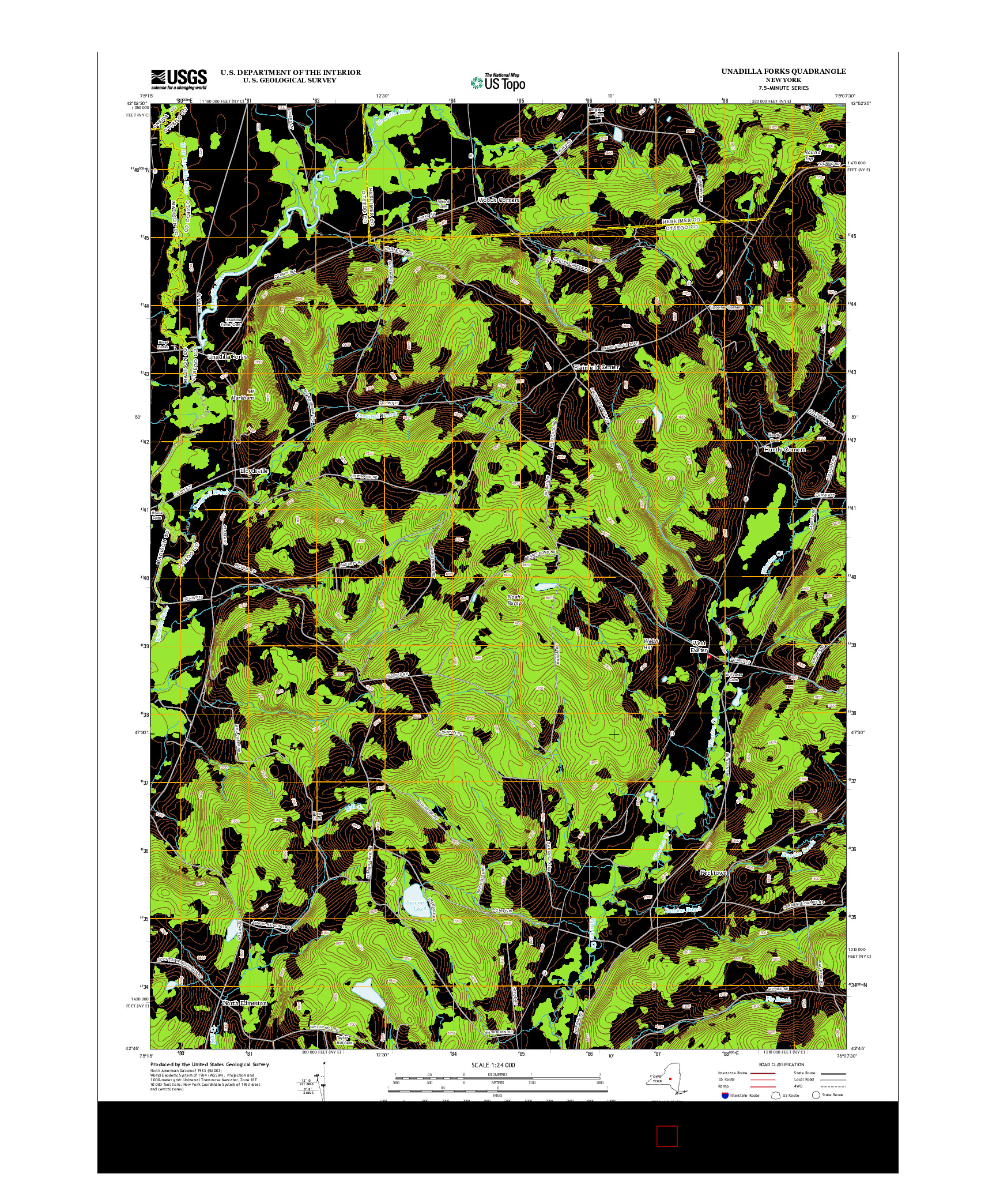 USGS US TOPO 7.5-MINUTE MAP FOR UNADILLA FORKS, NY 2013