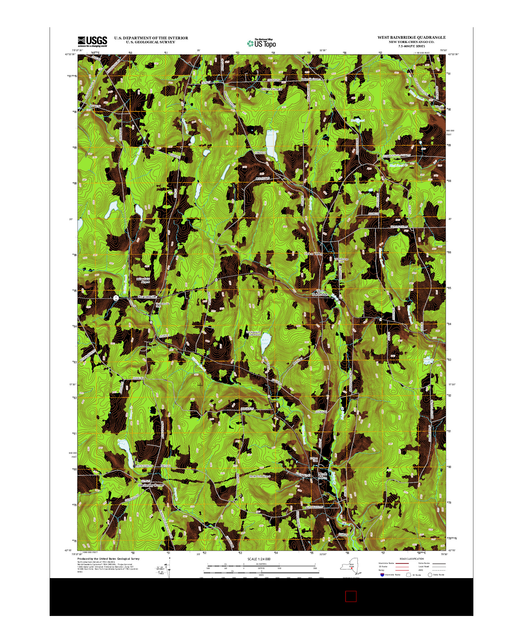 USGS US TOPO 7.5-MINUTE MAP FOR WEST BAINBRIDGE, NY 2013