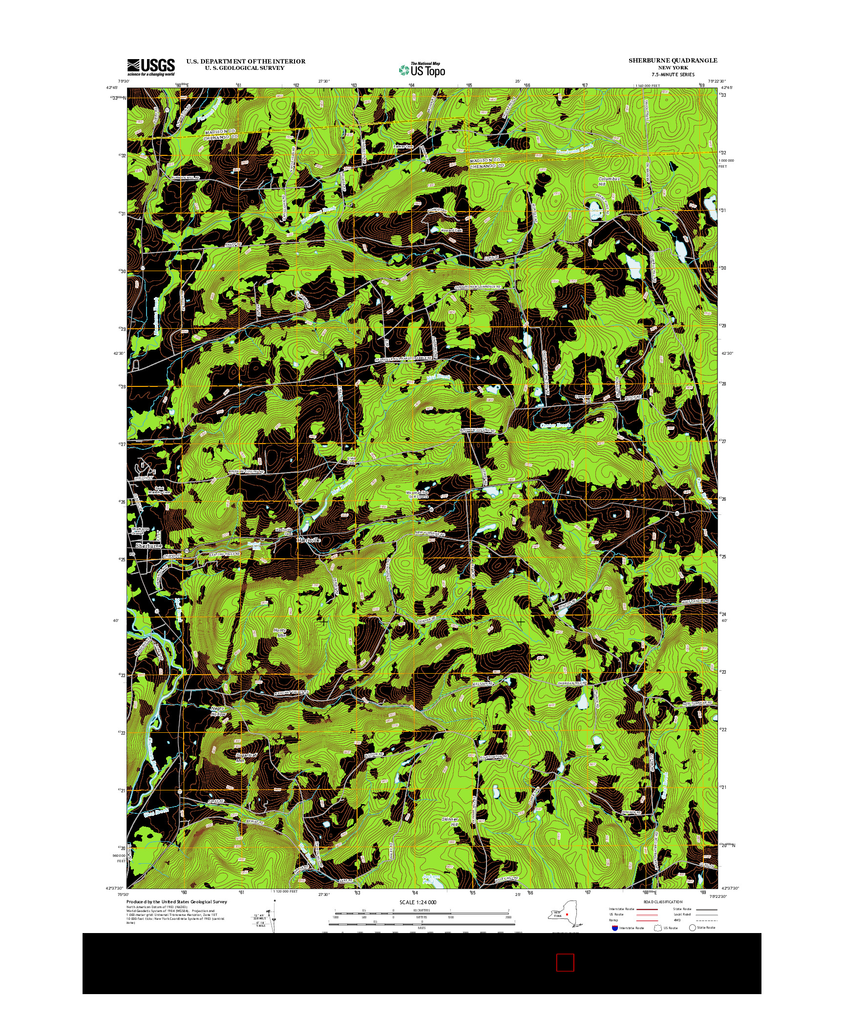 USGS US TOPO 7.5-MINUTE MAP FOR SHERBURNE, NY 2013