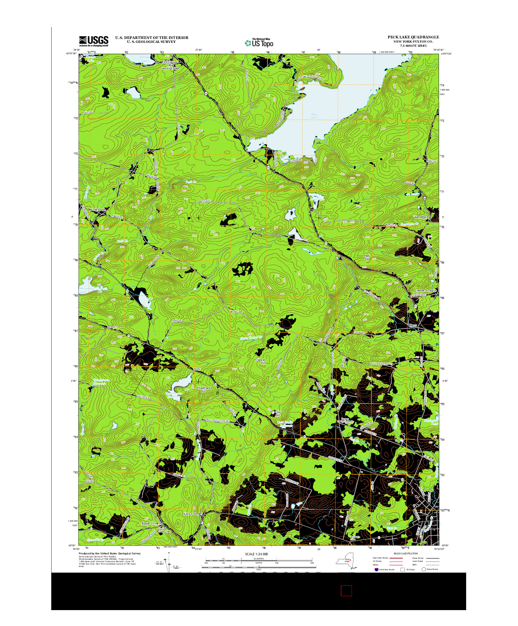 USGS US TOPO 7.5-MINUTE MAP FOR PECK LAKE, NY 2013