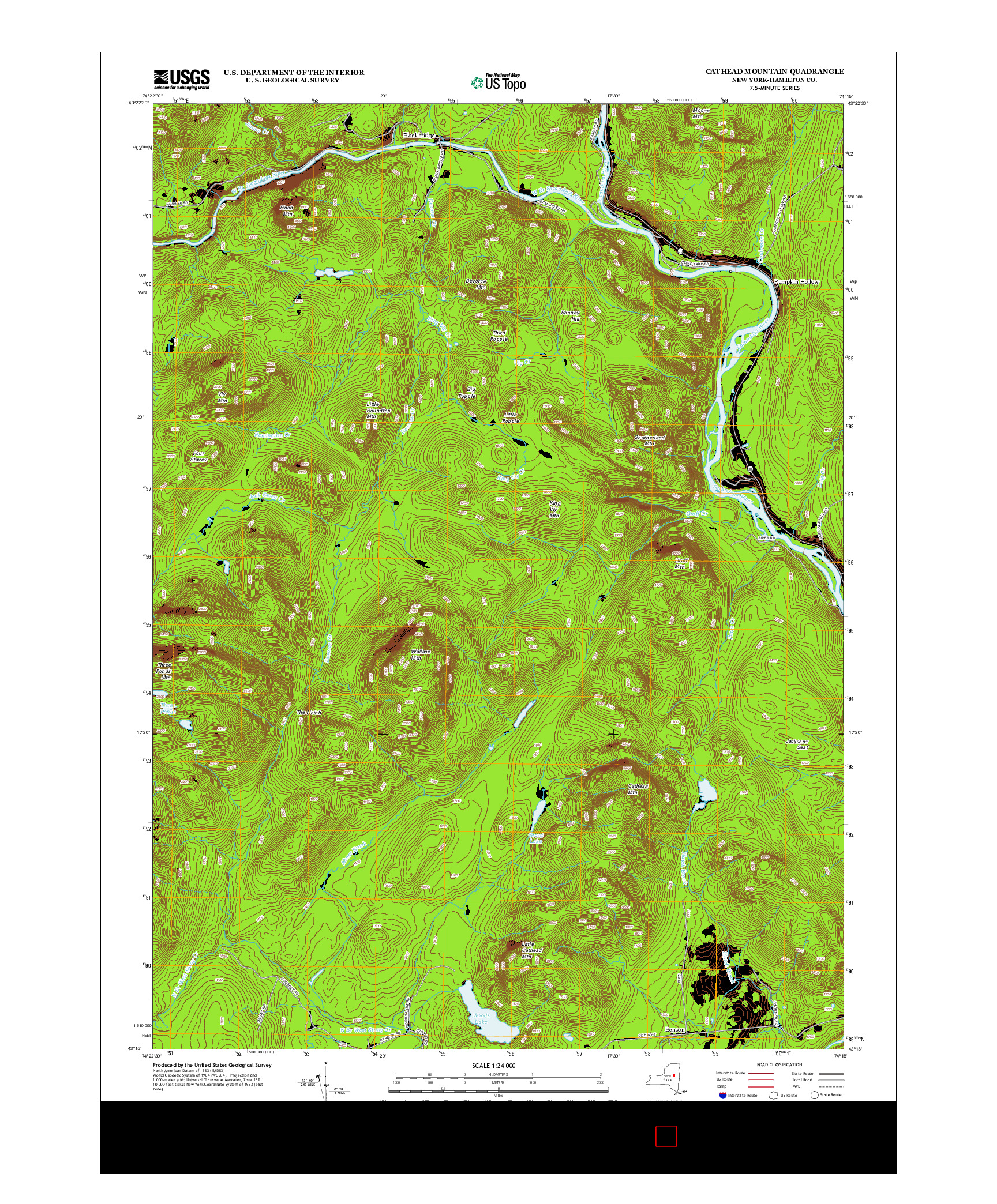 USGS US TOPO 7.5-MINUTE MAP FOR CATHEAD MOUNTAIN, NY 2013