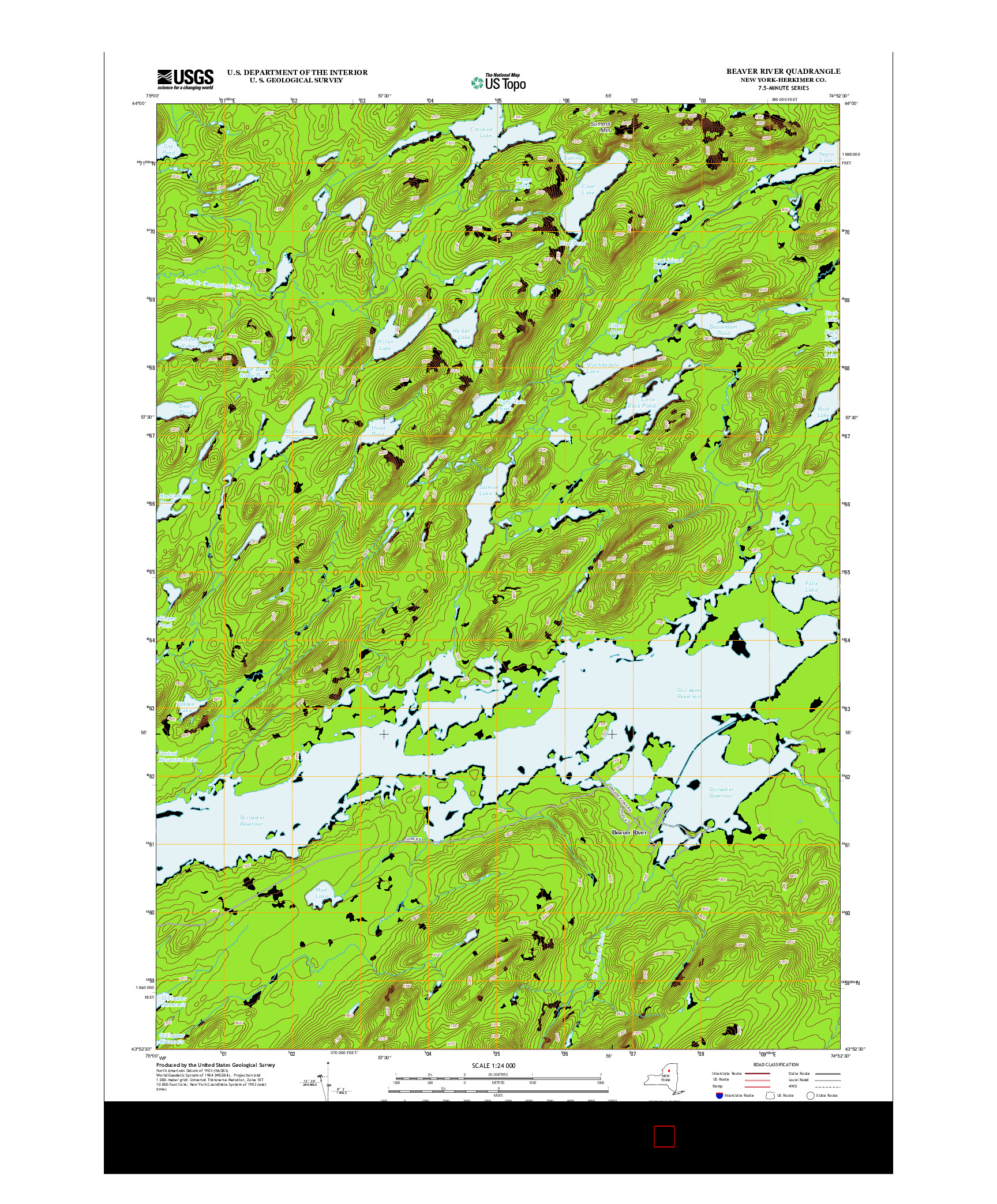 USGS US TOPO 7.5-MINUTE MAP FOR BEAVER RIVER, NY 2013