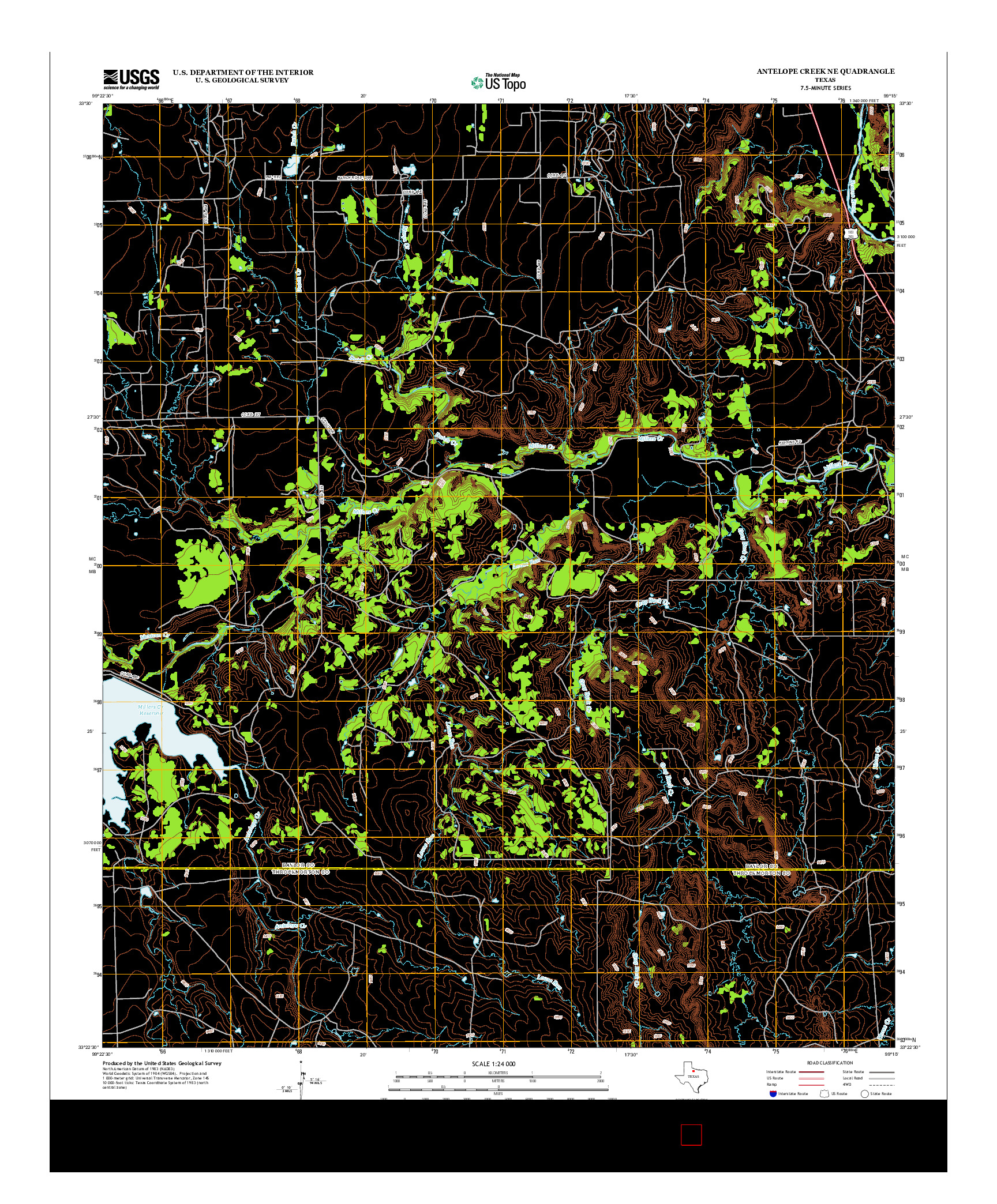 USGS US TOPO 7.5-MINUTE MAP FOR ANTELOPE CREEK NE, TX 2013