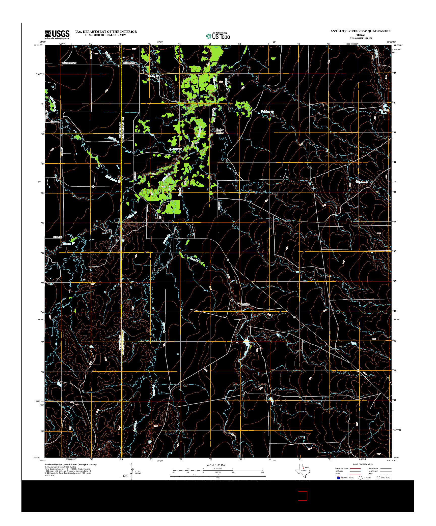 USGS US TOPO 7.5-MINUTE MAP FOR ANTELOPE CREEK SW, TX 2013