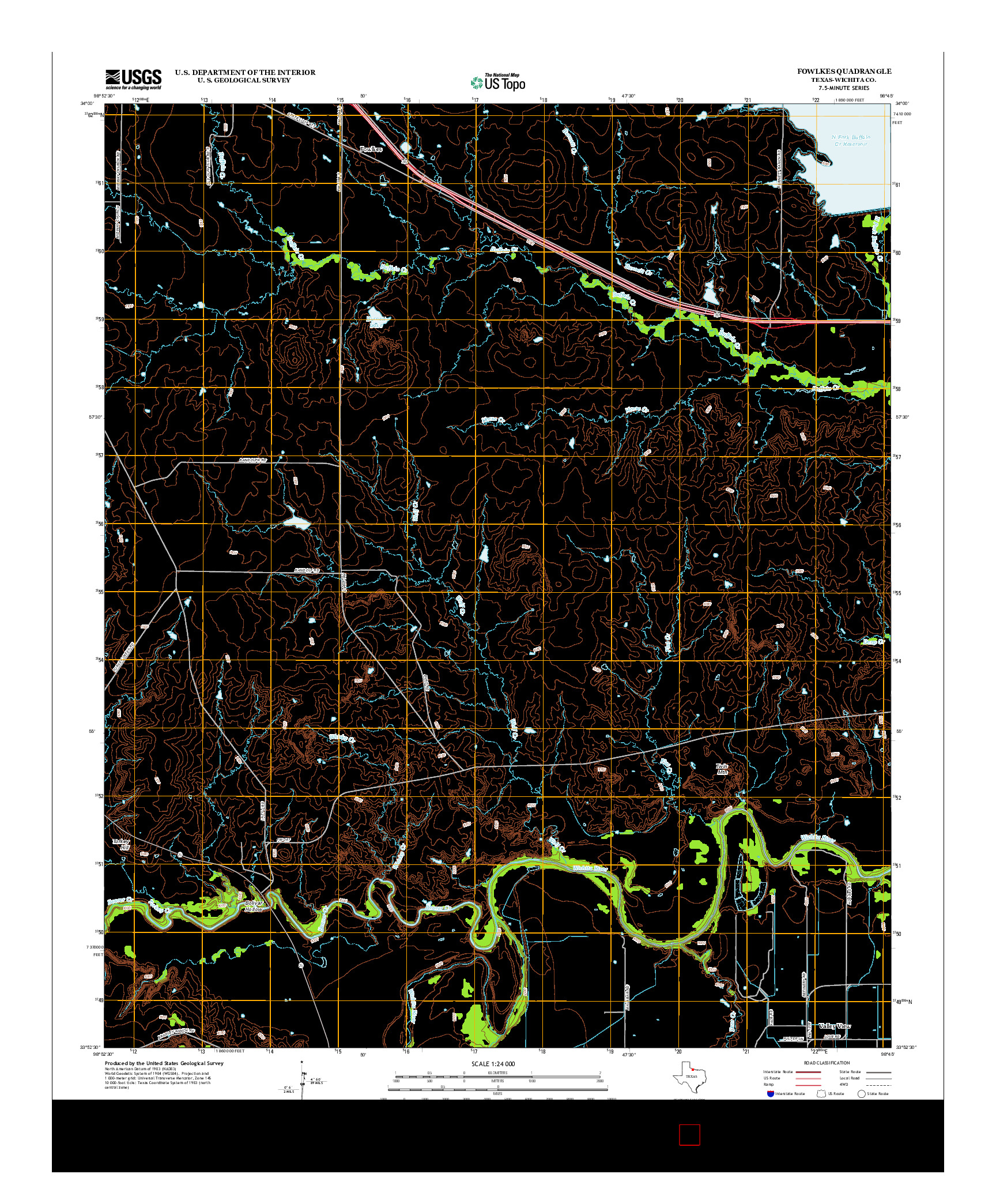 USGS US TOPO 7.5-MINUTE MAP FOR FOWLKES, TX 2013