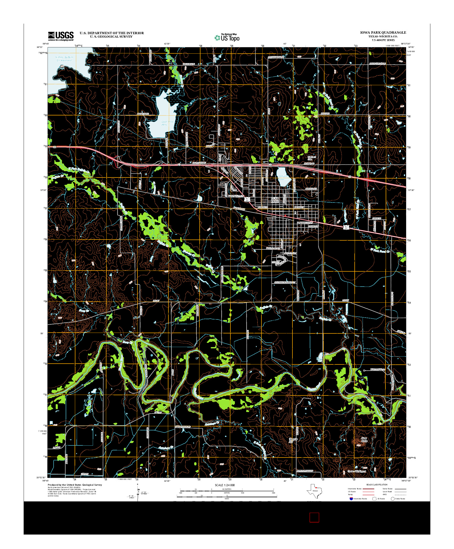 USGS US TOPO 7.5-MINUTE MAP FOR IOWA PARK, TX 2013