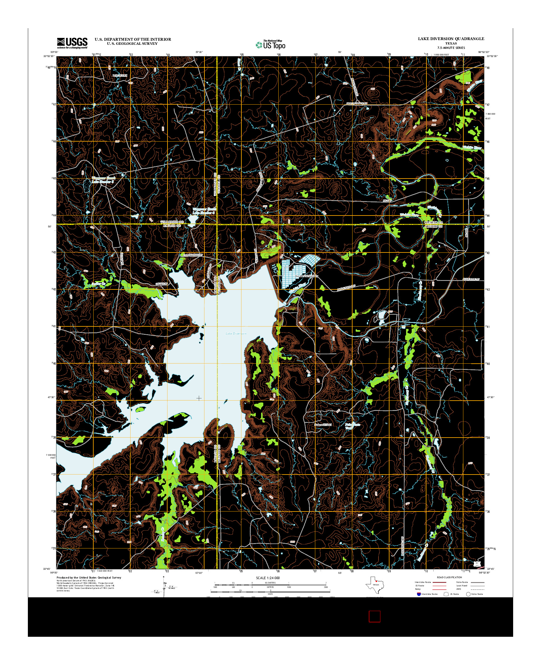 USGS US TOPO 7.5-MINUTE MAP FOR LAKE DIVERSION, TX 2013