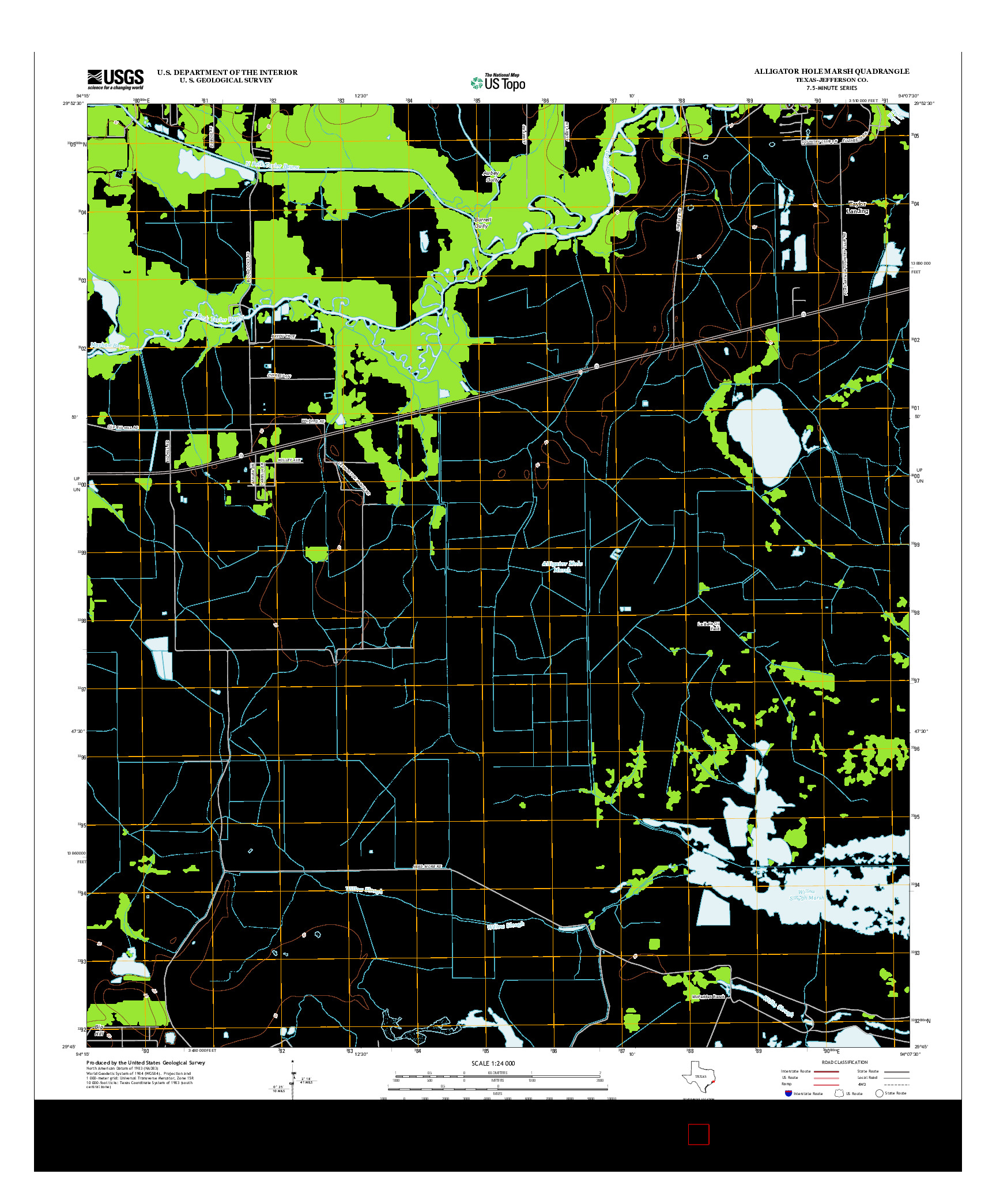USGS US TOPO 7.5-MINUTE MAP FOR ALLIGATOR HOLE MARSH, TX 2013