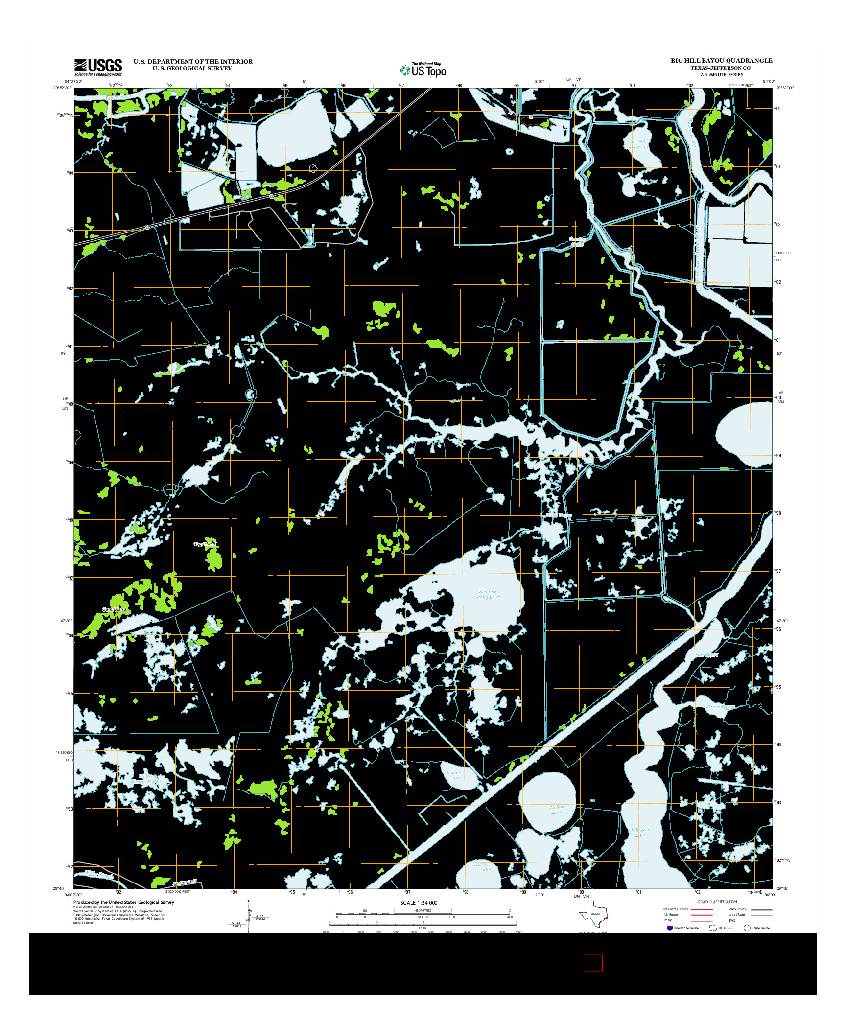 USGS US TOPO 7.5-MINUTE MAP FOR BIG HILL BAYOU, TX 2013
