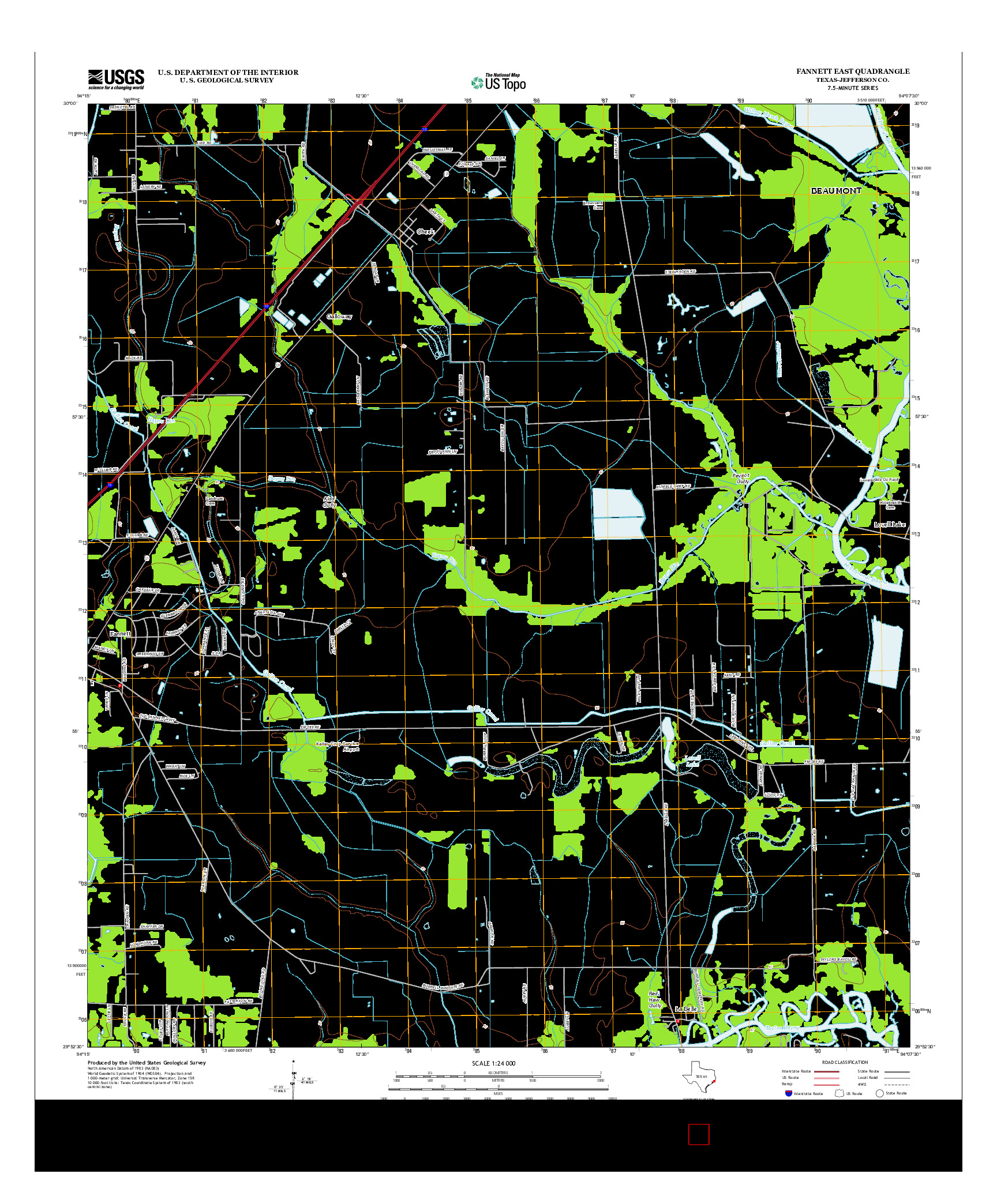 USGS US TOPO 7.5-MINUTE MAP FOR FANNETT EAST, TX 2013