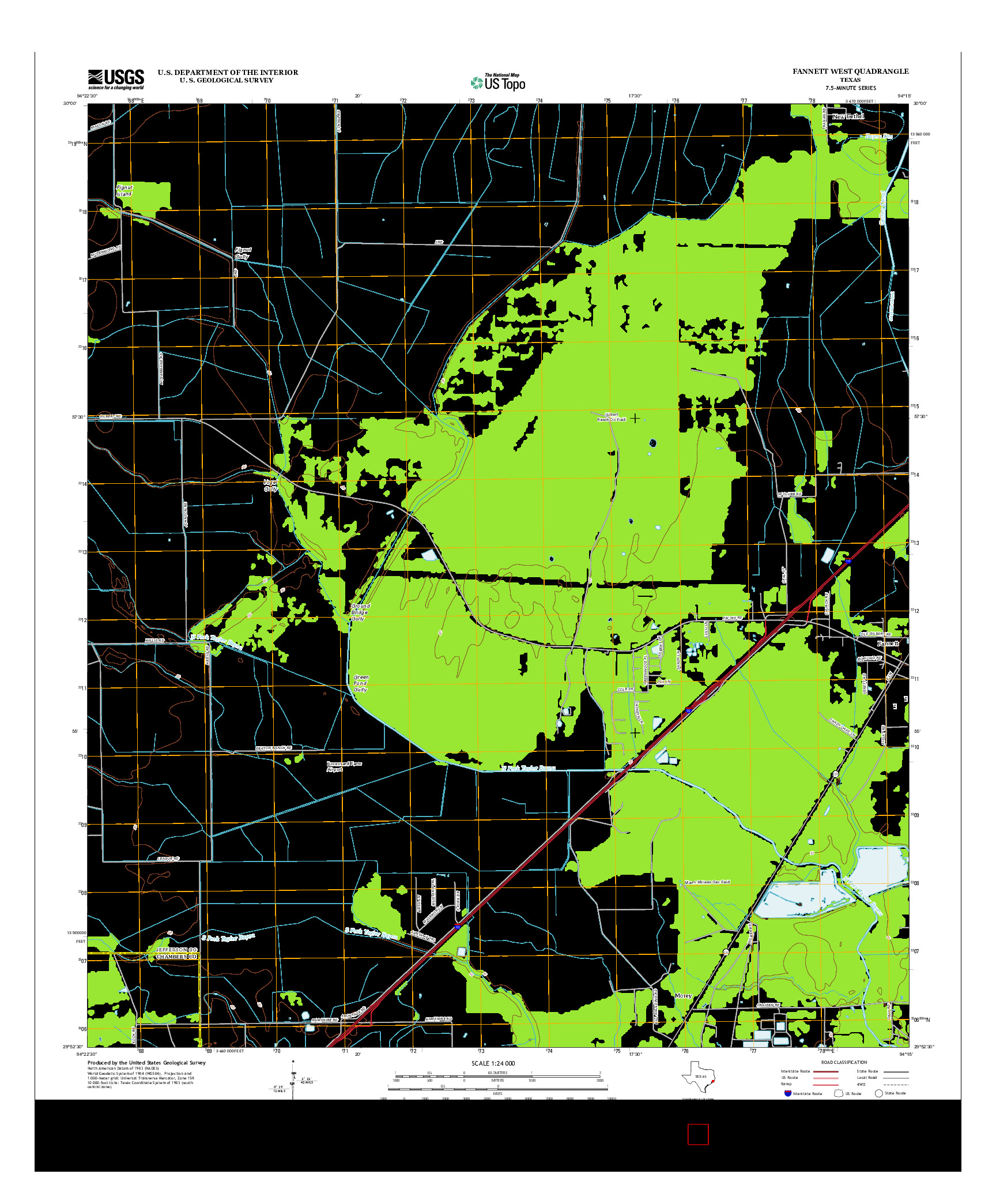USGS US TOPO 7.5-MINUTE MAP FOR FANNETT WEST, TX 2013
