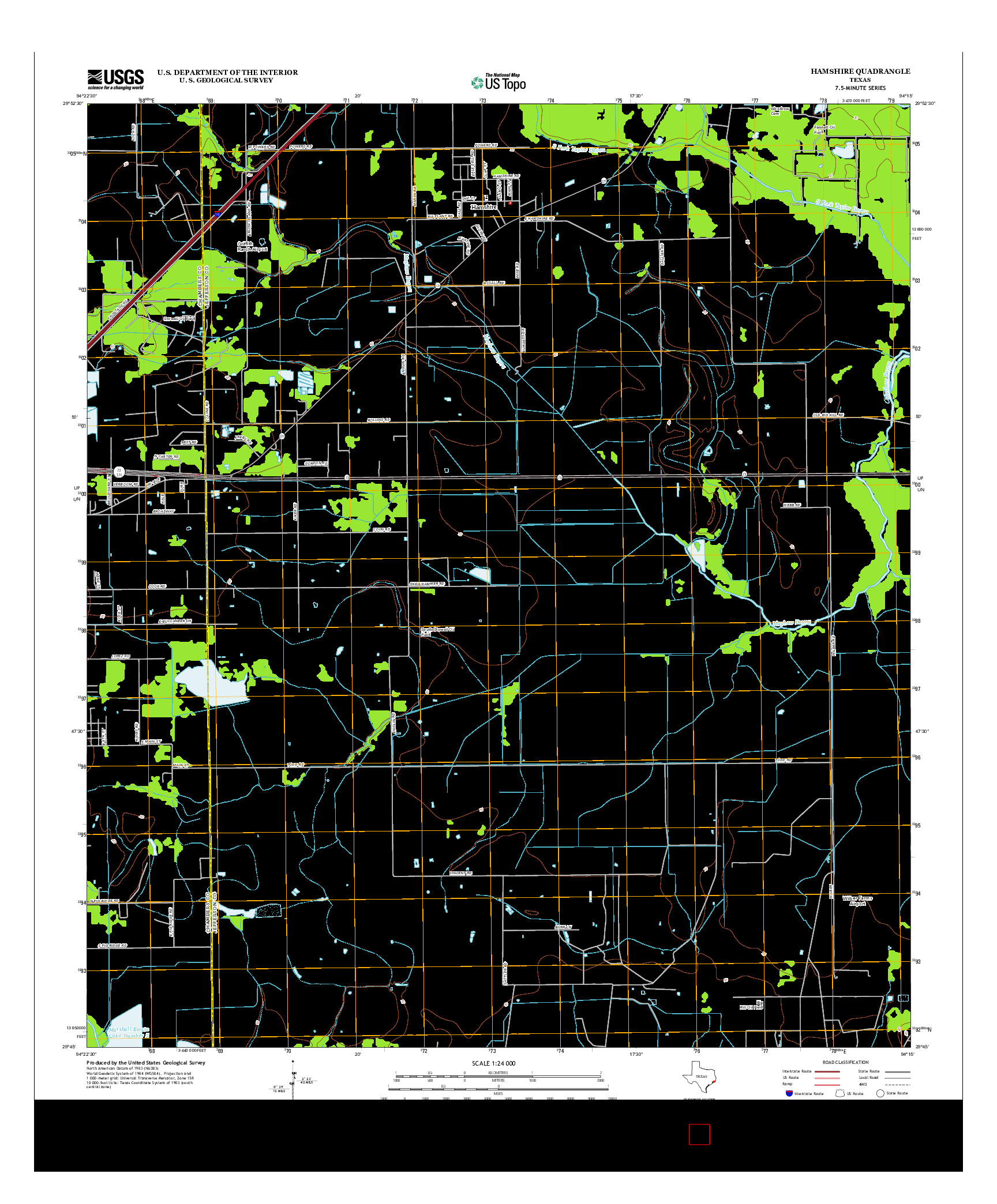 USGS US TOPO 7.5-MINUTE MAP FOR HAMSHIRE, TX 2013