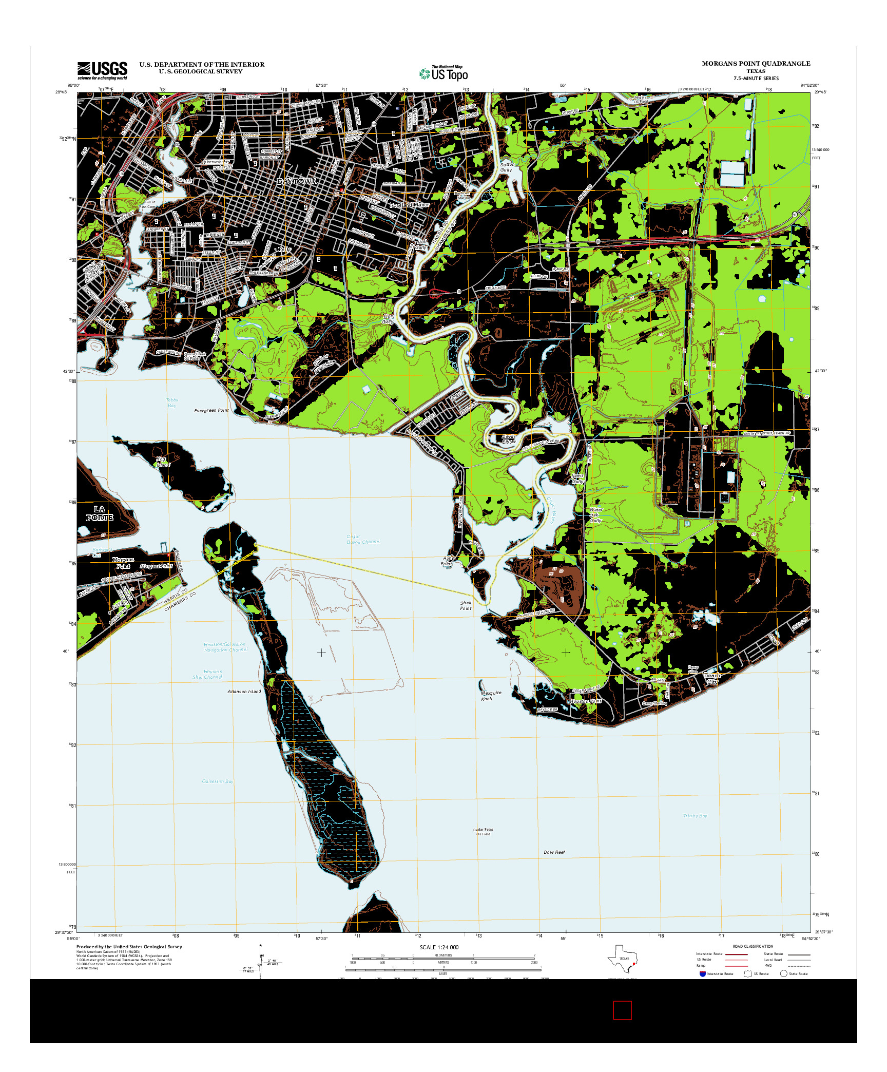 USGS US TOPO 7.5-MINUTE MAP FOR MORGANS POINT, TX 2013