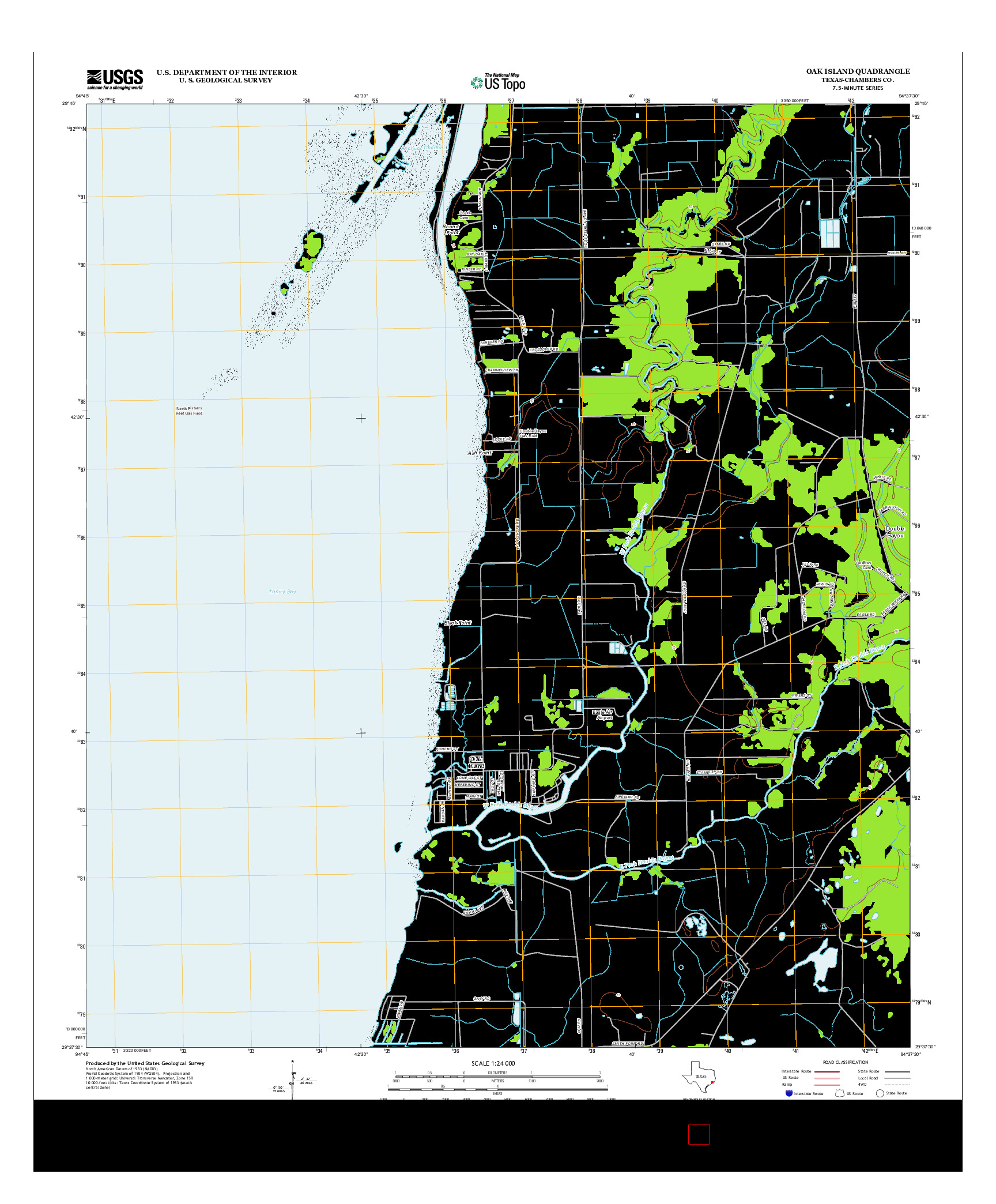 USGS US TOPO 7.5-MINUTE MAP FOR OAK ISLAND, TX 2013
