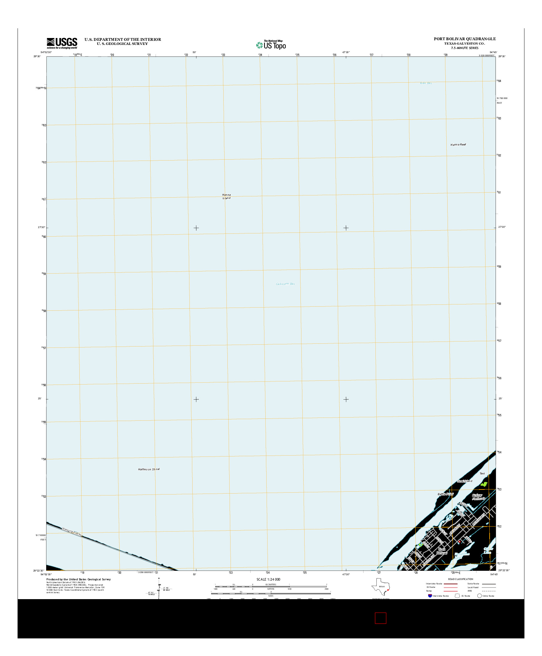 USGS US TOPO 7.5-MINUTE MAP FOR PORT BOLIVAR, TX 2013