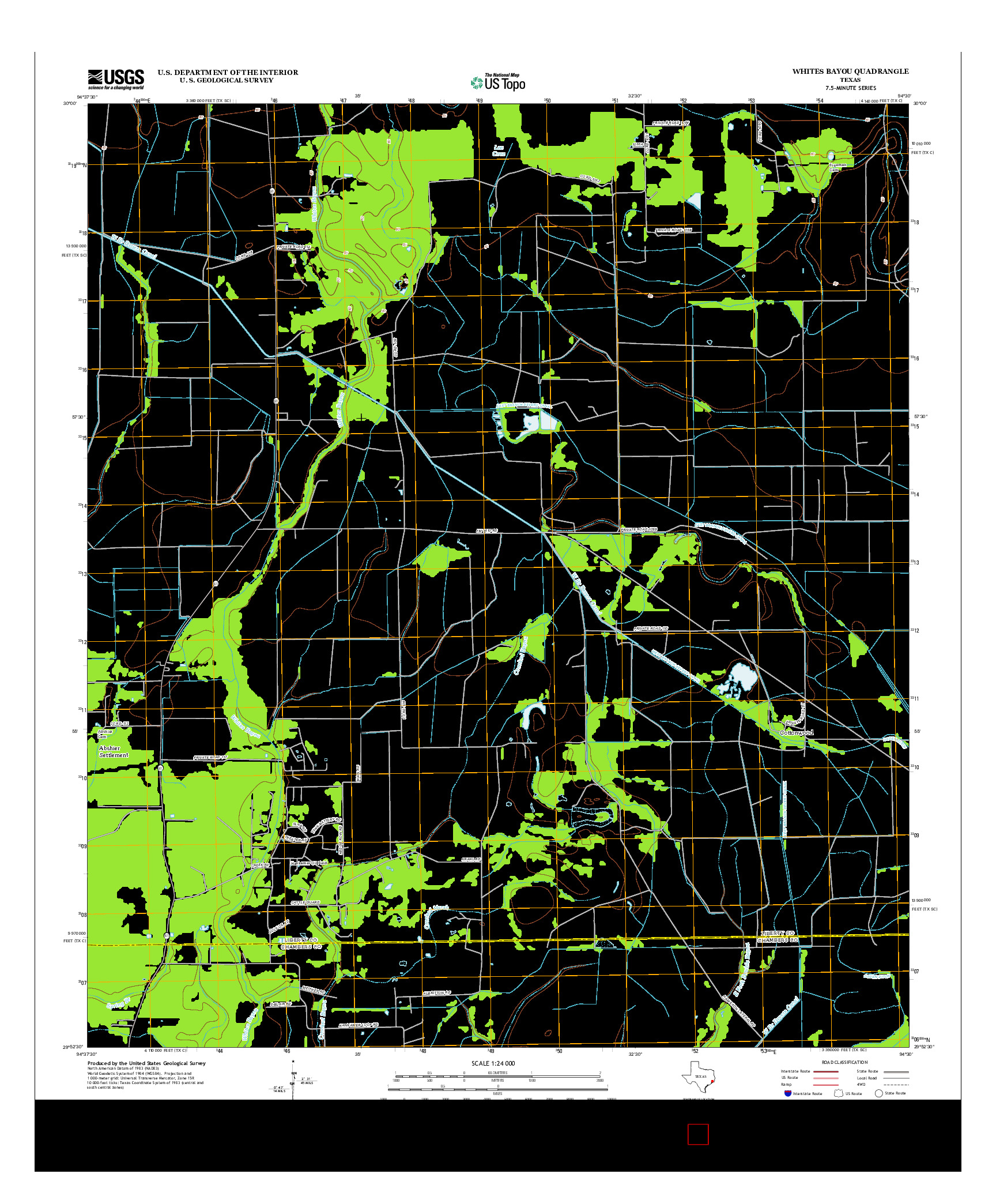 USGS US TOPO 7.5-MINUTE MAP FOR WHITES BAYOU, TX 2013