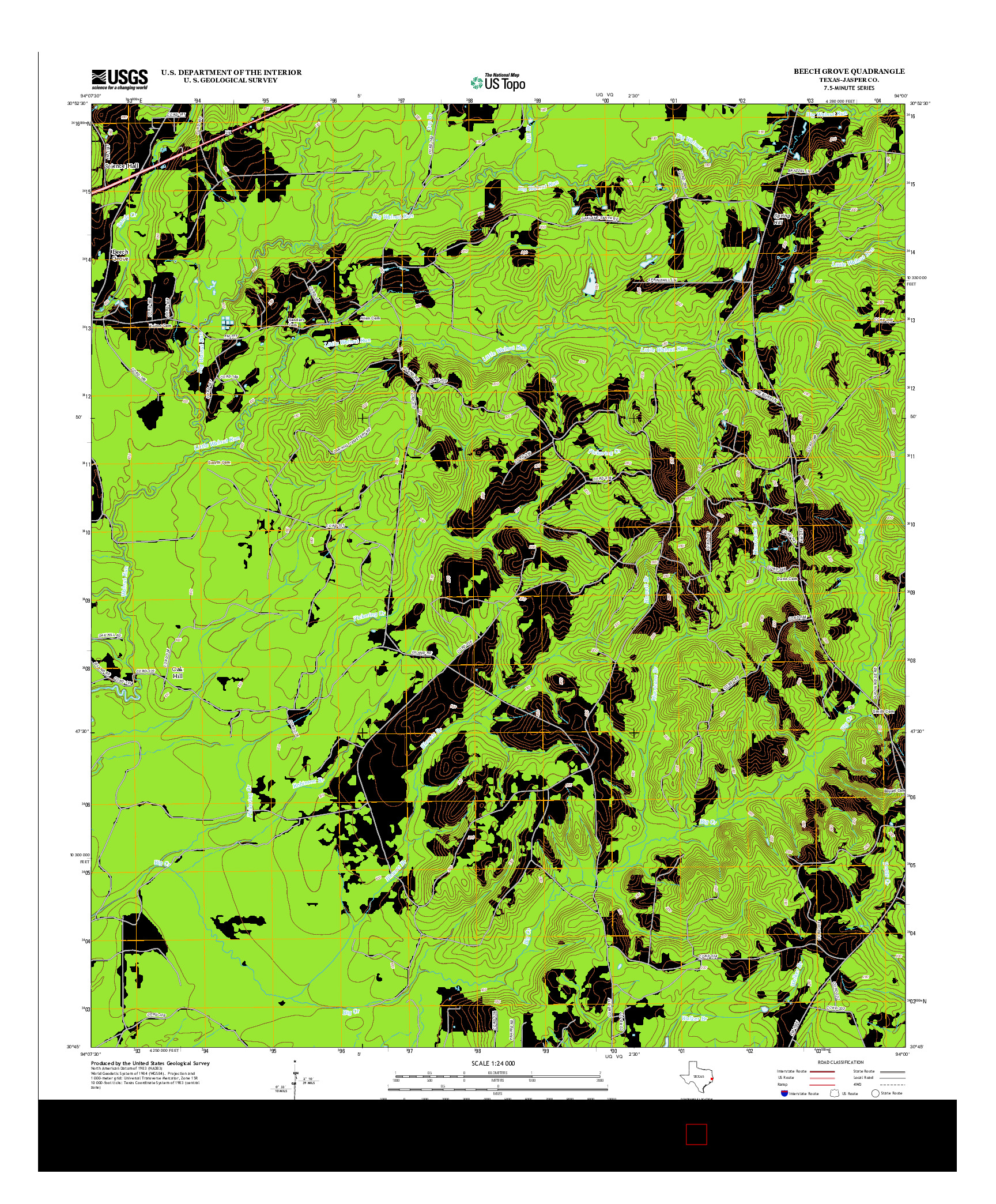 USGS US TOPO 7.5-MINUTE MAP FOR BEECH GROVE, TX 2013
