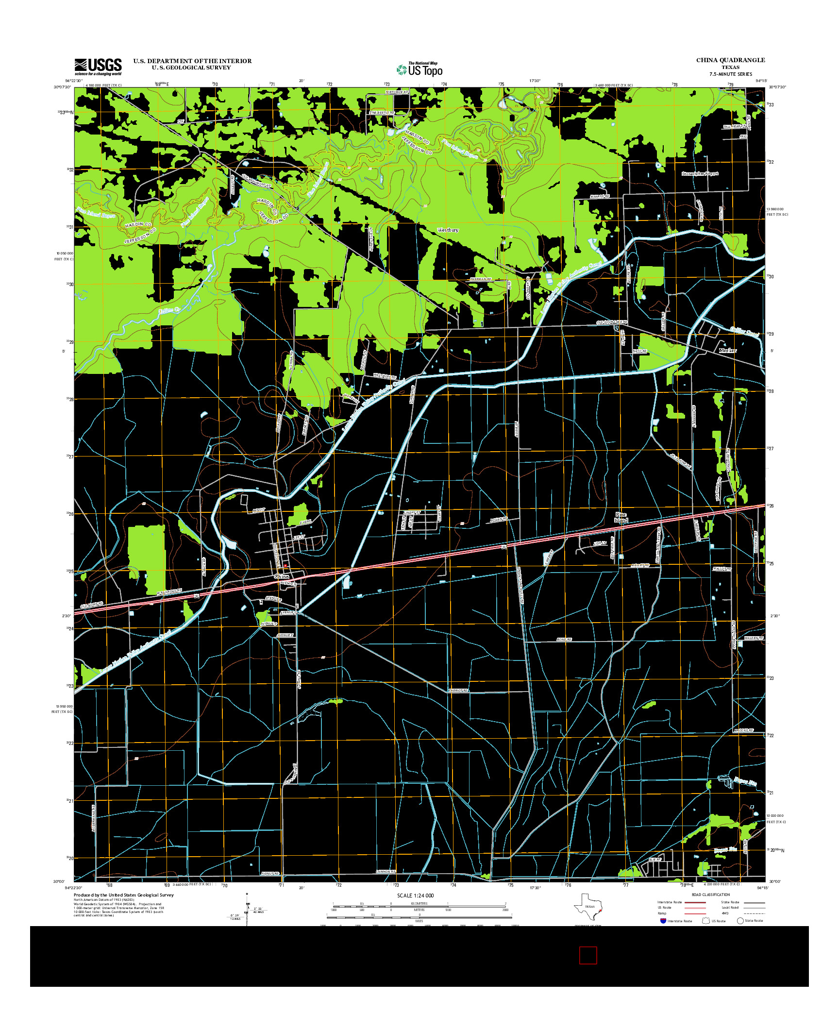 USGS US TOPO 7.5-MINUTE MAP FOR CHINA, TX 2013