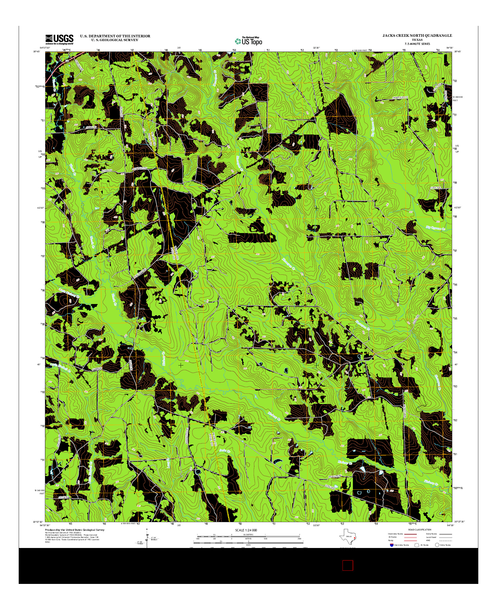 USGS US TOPO 7.5-MINUTE MAP FOR JACKS CREEK NORTH, TX 2013