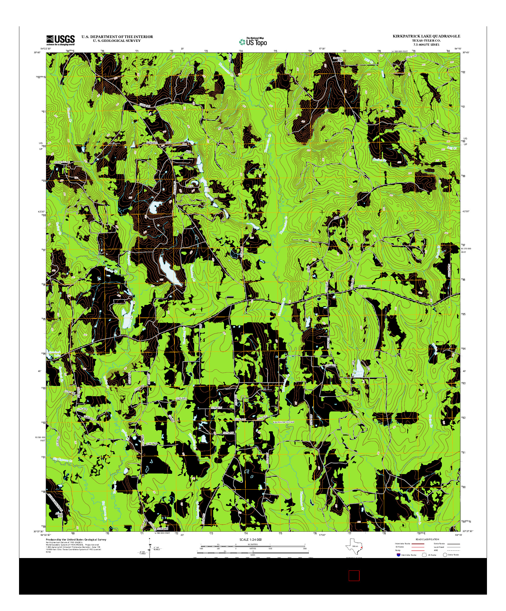 USGS US TOPO 7.5-MINUTE MAP FOR KIRKPATRICK LAKE, TX 2013