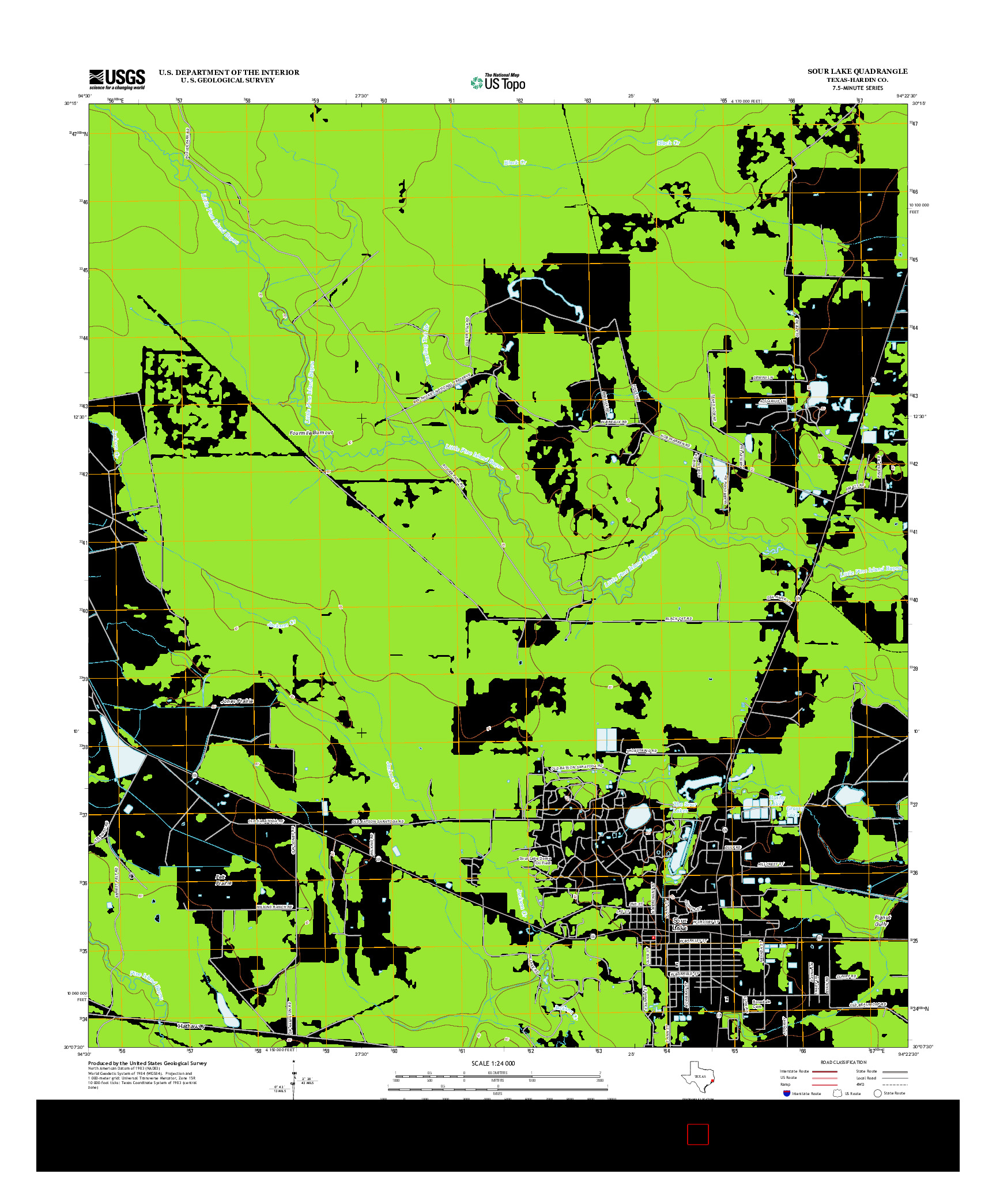 USGS US TOPO 7.5-MINUTE MAP FOR SOUR LAKE, TX 2013