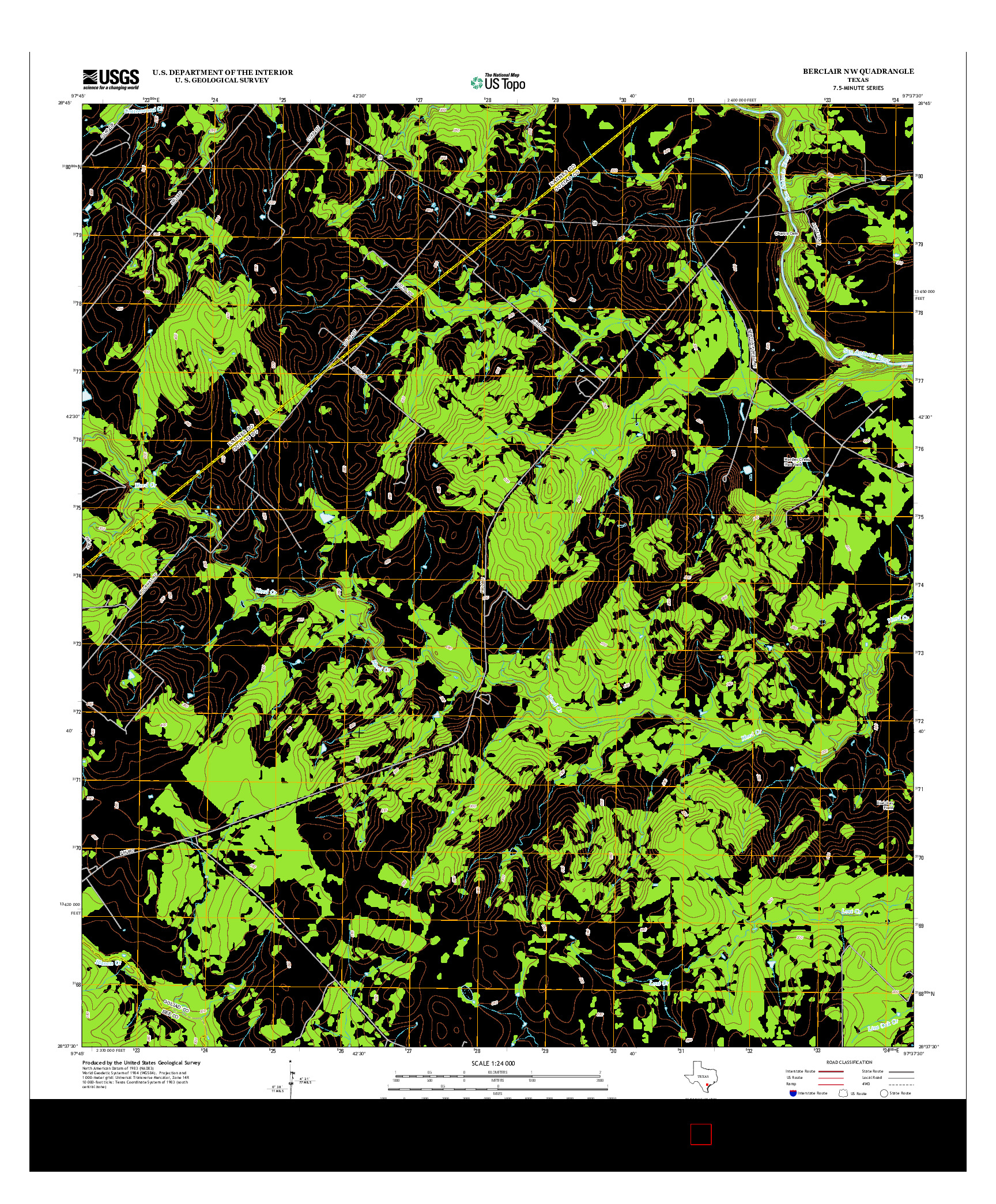 USGS US TOPO 7.5-MINUTE MAP FOR BERCLAIR NW, TX 2013