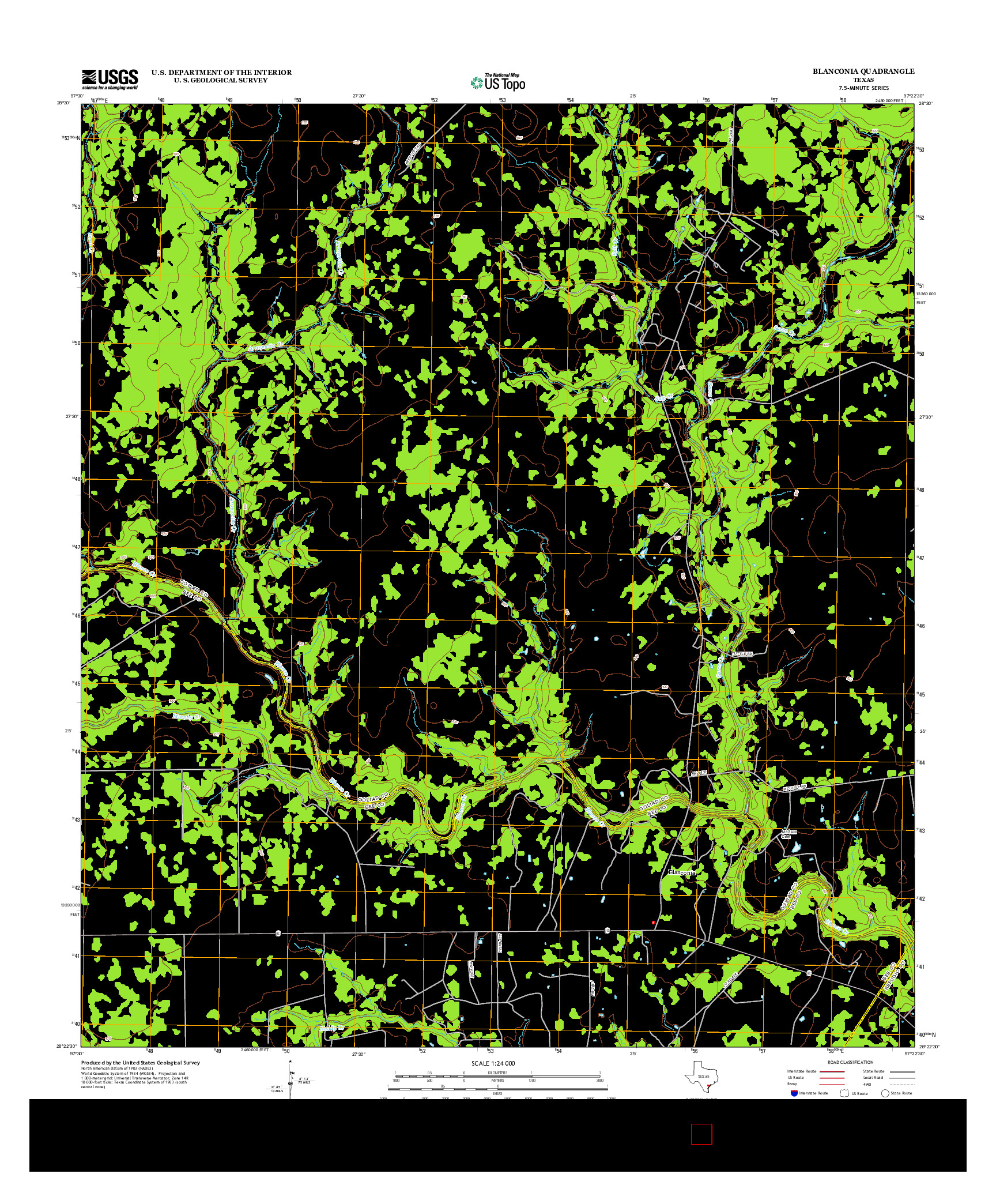 USGS US TOPO 7.5-MINUTE MAP FOR BLANCONIA, TX 2013