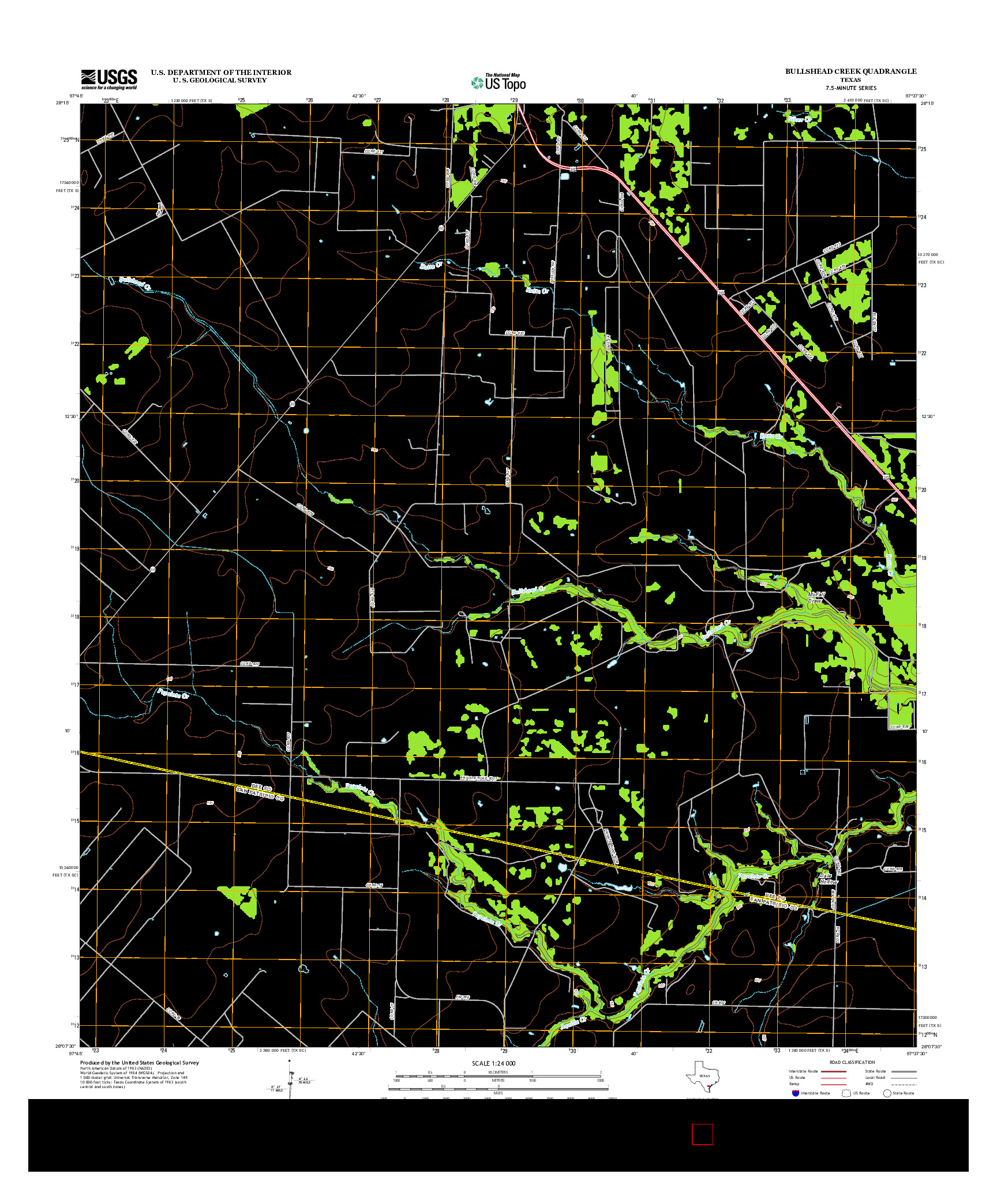 USGS US TOPO 7.5-MINUTE MAP FOR BULLSHEAD CREEK, TX 2013