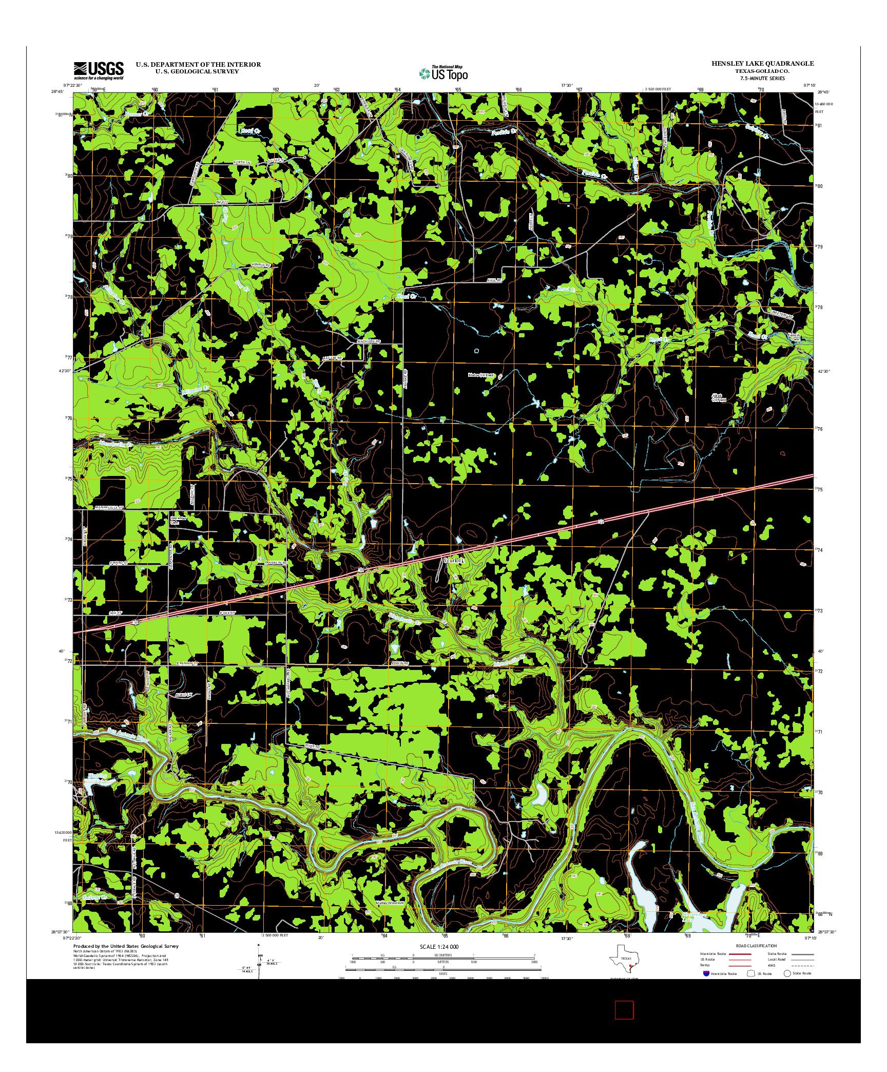 USGS US TOPO 7.5-MINUTE MAP FOR HENSLEY LAKE, TX 2013