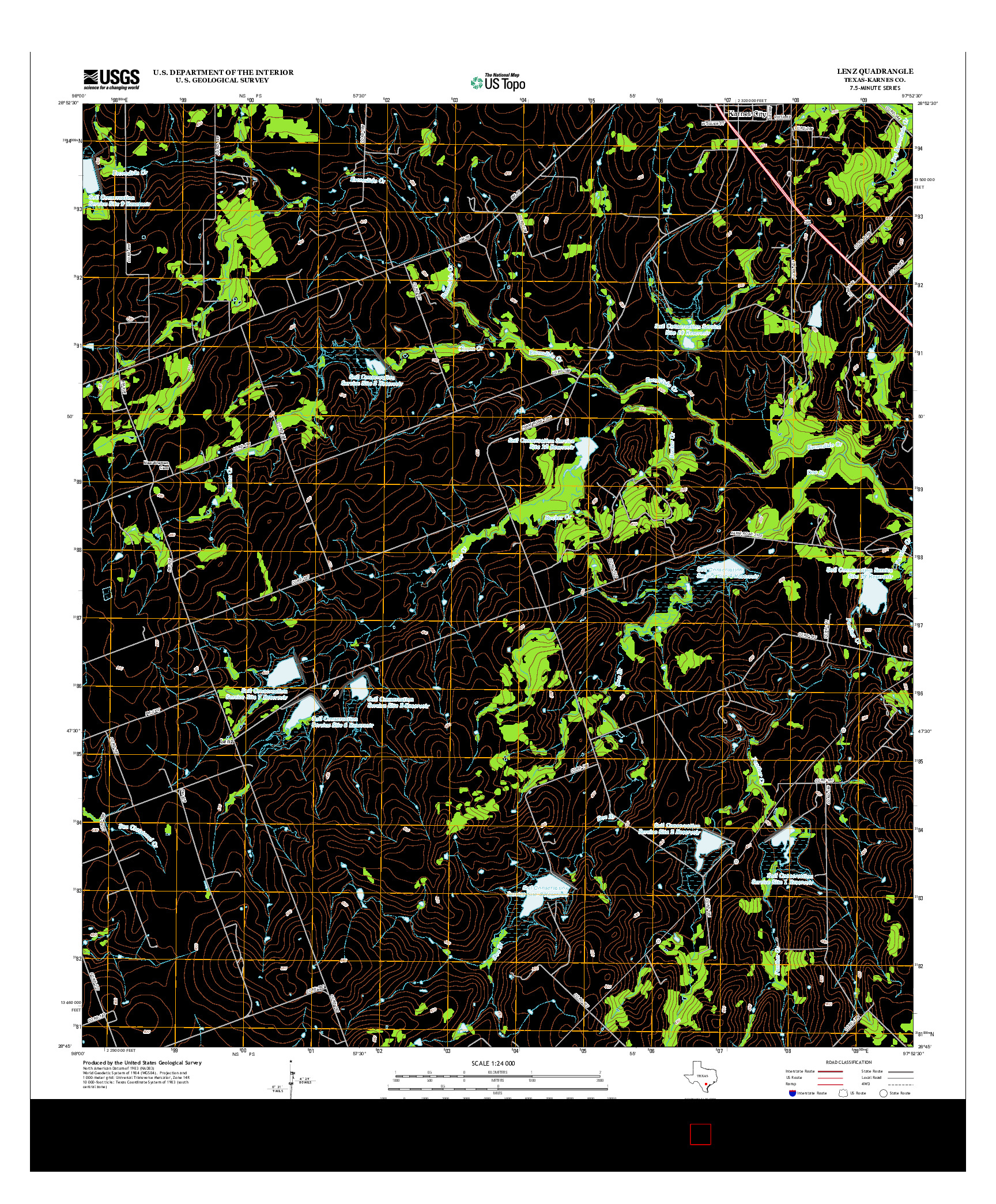 USGS US TOPO 7.5-MINUTE MAP FOR LENZ, TX 2013