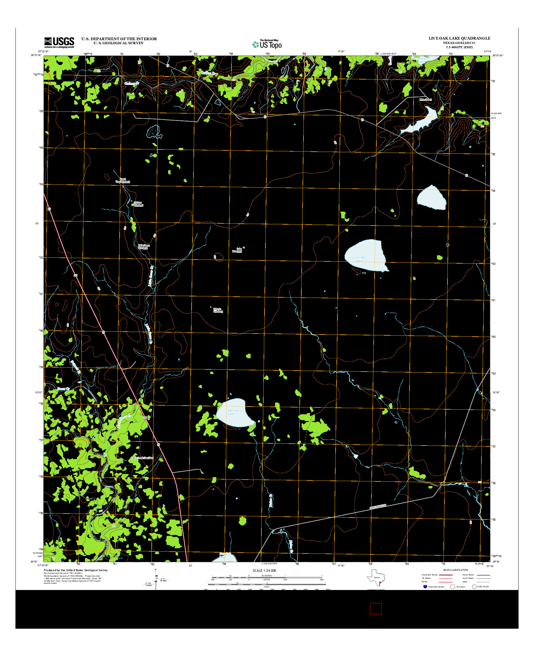 USGS US TOPO 7.5-MINUTE MAP FOR LIVE OAK LAKE, TX 2013
