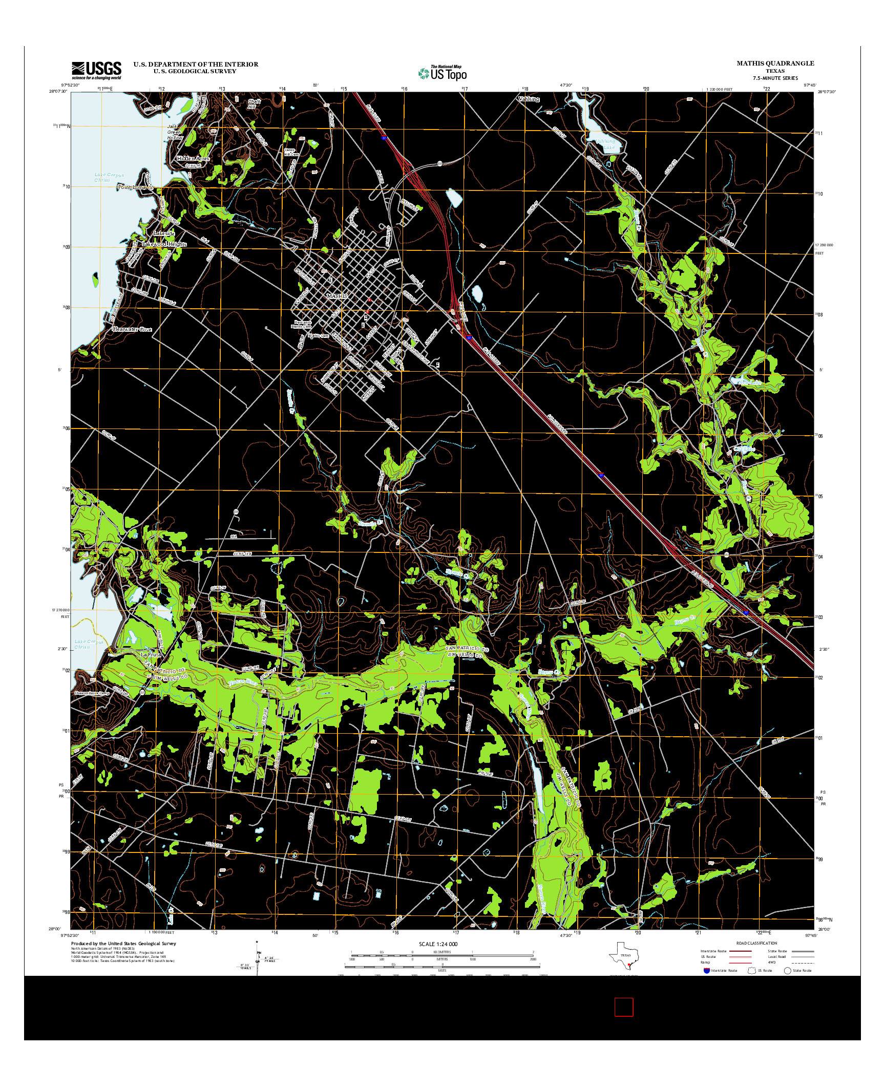 USGS US TOPO 7.5-MINUTE MAP FOR MATHIS, TX 2013