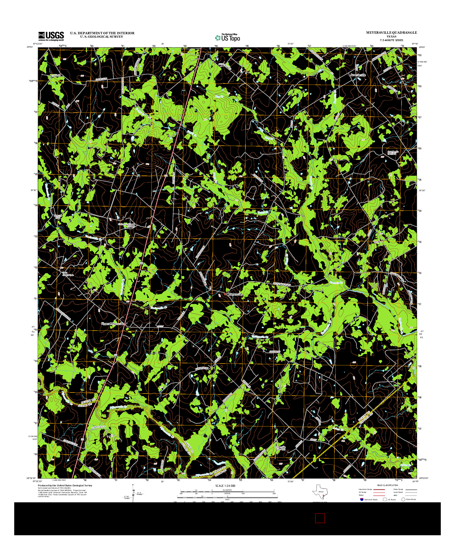 USGS US TOPO 7.5-MINUTE MAP FOR MEYERSVILLE, TX 2013