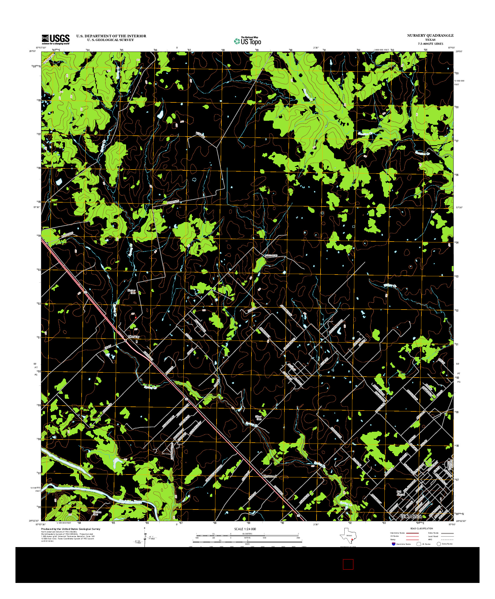 USGS US TOPO 7.5-MINUTE MAP FOR NURSERY, TX 2013