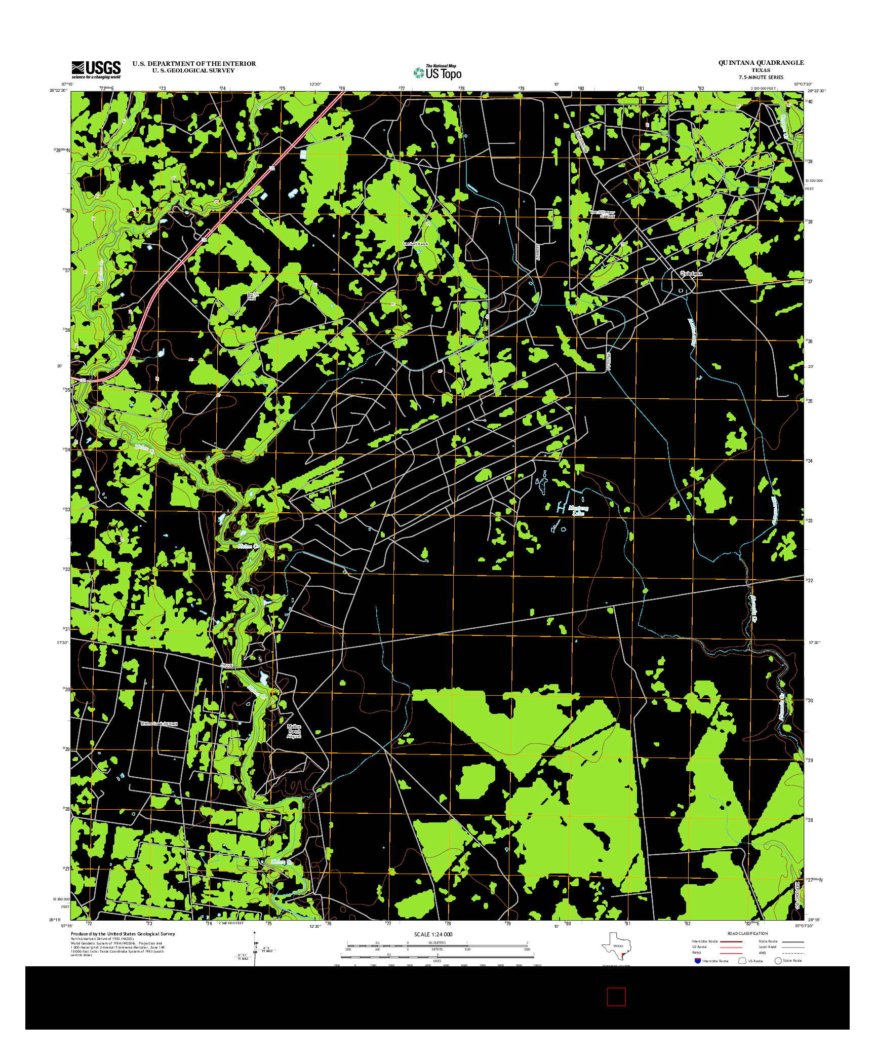 USGS US TOPO 7.5-MINUTE MAP FOR QUINTANA, TX 2013