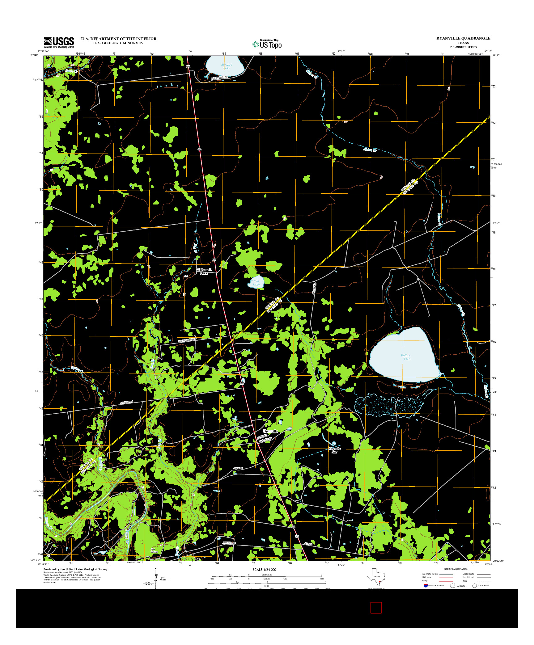 USGS US TOPO 7.5-MINUTE MAP FOR RYANVILLE, TX 2013