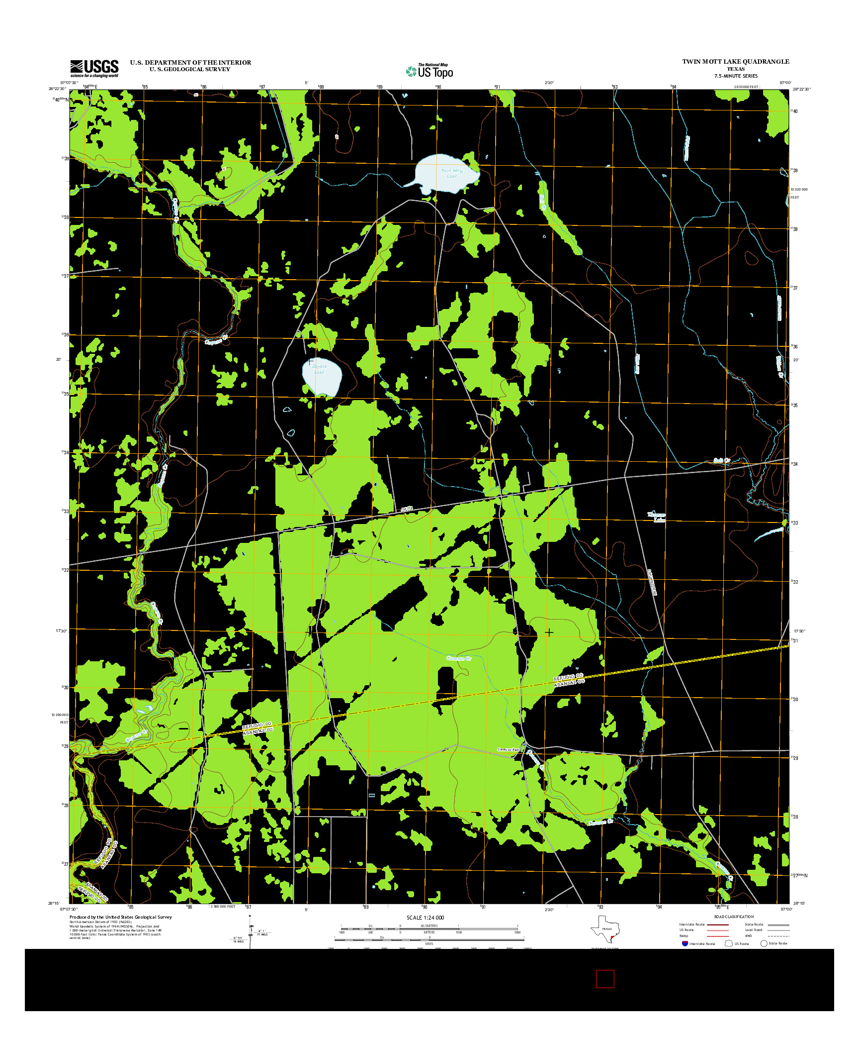 USGS US TOPO 7.5-MINUTE MAP FOR TWIN MOTT LAKE, TX 2013
