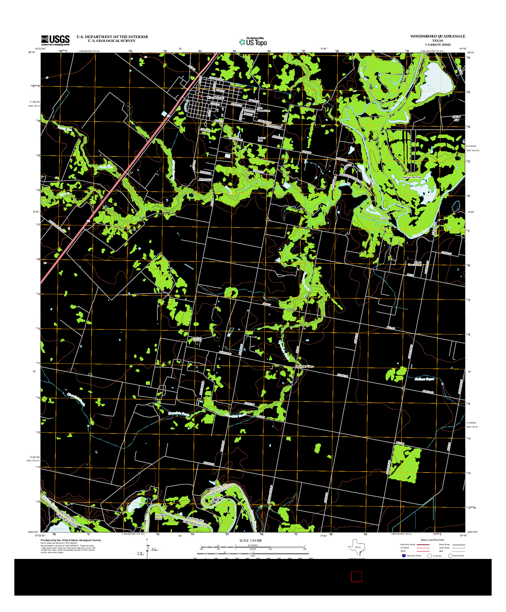 USGS US TOPO 7.5-MINUTE MAP FOR WOODSBORO, TX 2013