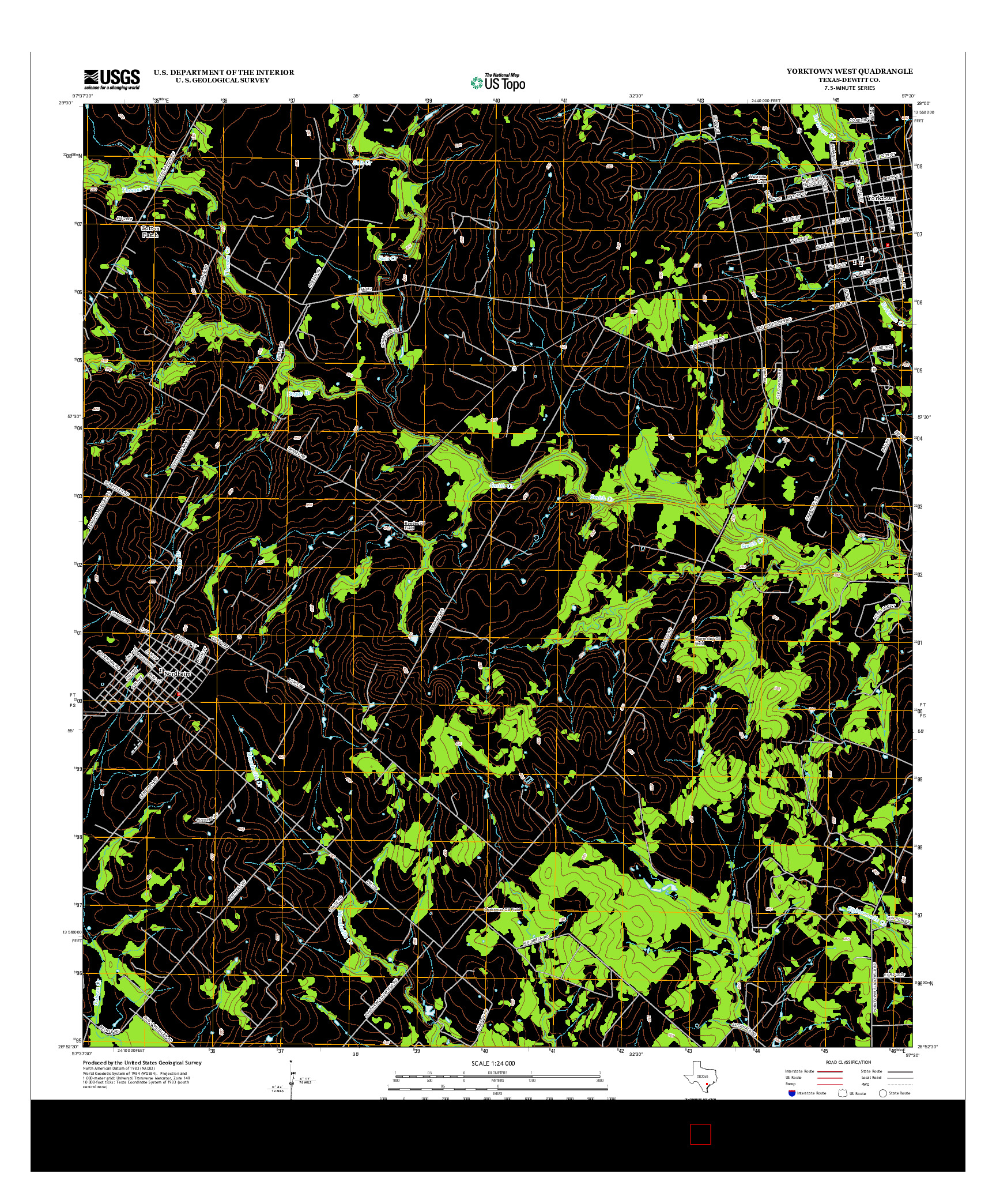 USGS US TOPO 7.5-MINUTE MAP FOR YORKTOWN WEST, TX 2013