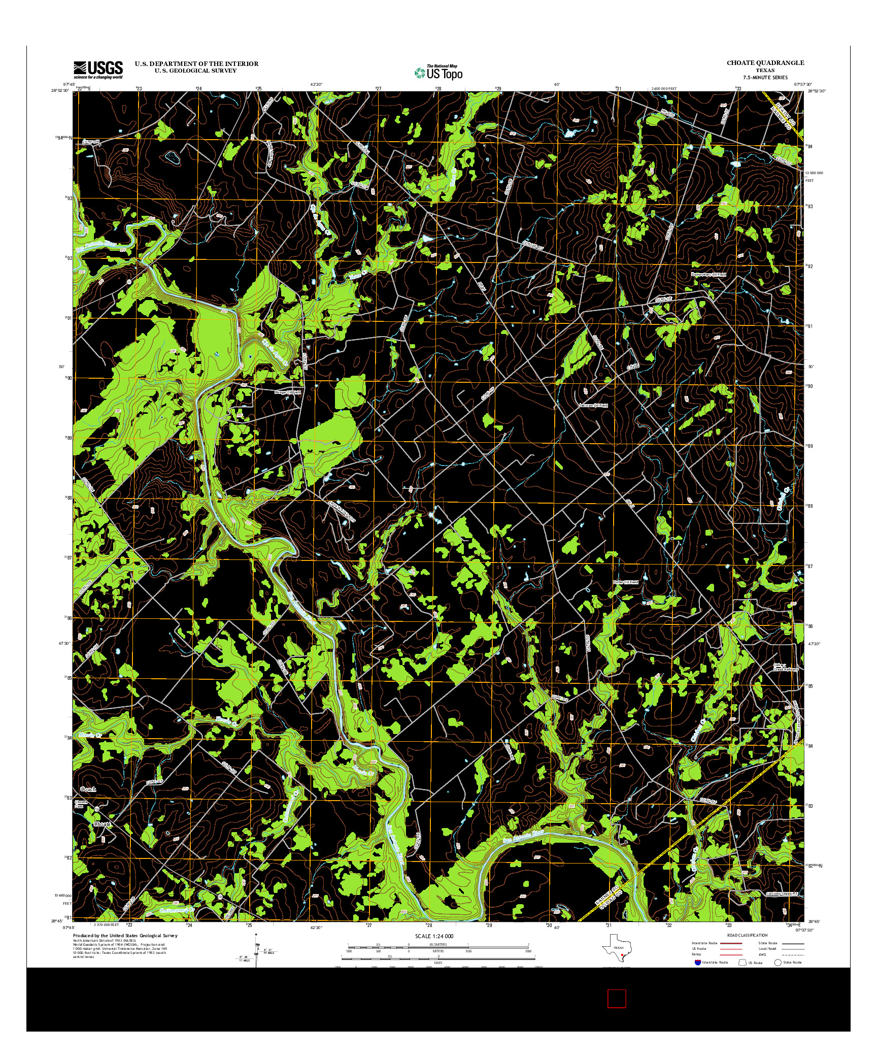 USGS US TOPO 7.5-MINUTE MAP FOR CHOATE, TX 2013