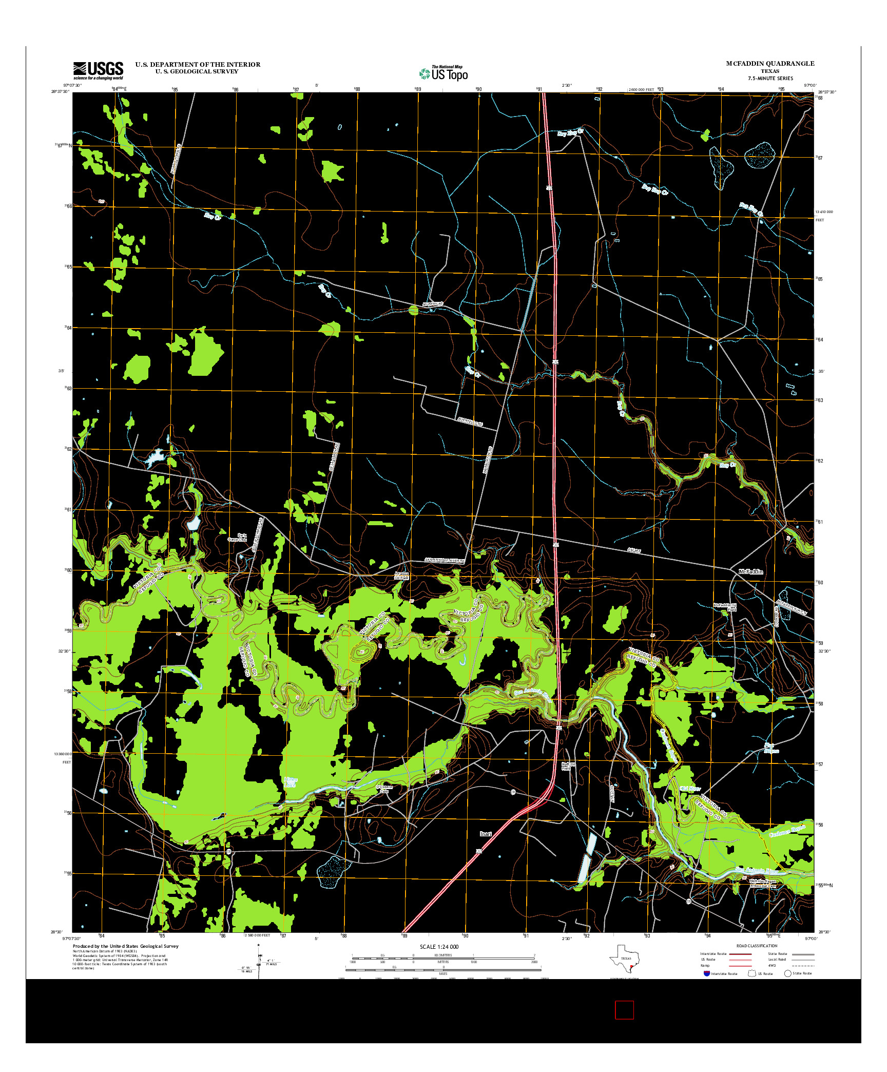 USGS US TOPO 7.5-MINUTE MAP FOR MCFADDIN, TX 2013